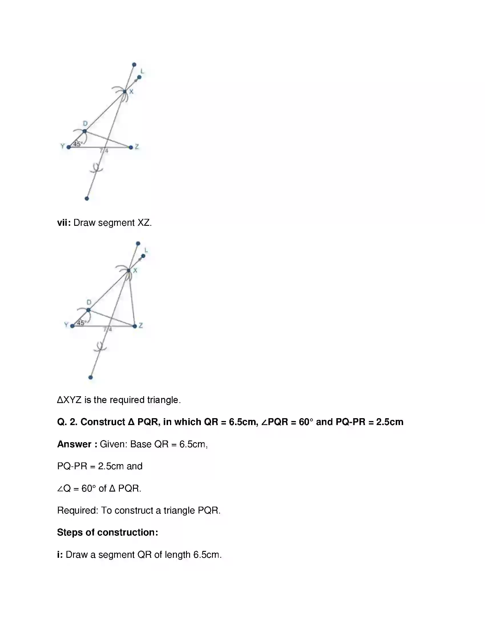 Maharashtra Board Class 9th Mathematics Part-II - English Medium Constructions of Triangles Solution 13