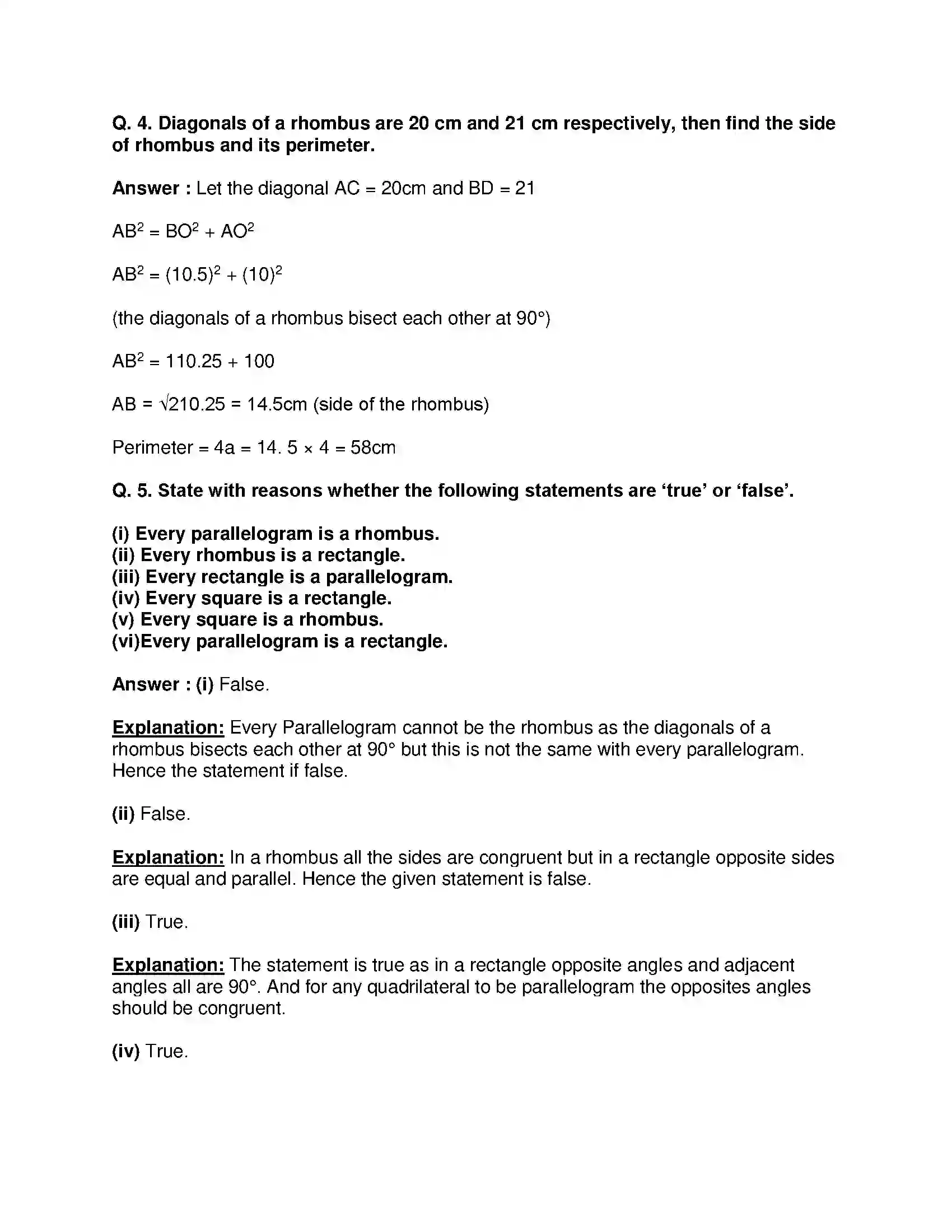 Maharashtra Board Class 9th Mathematics Part-II - English Medium Quadrilaterals Solution 11