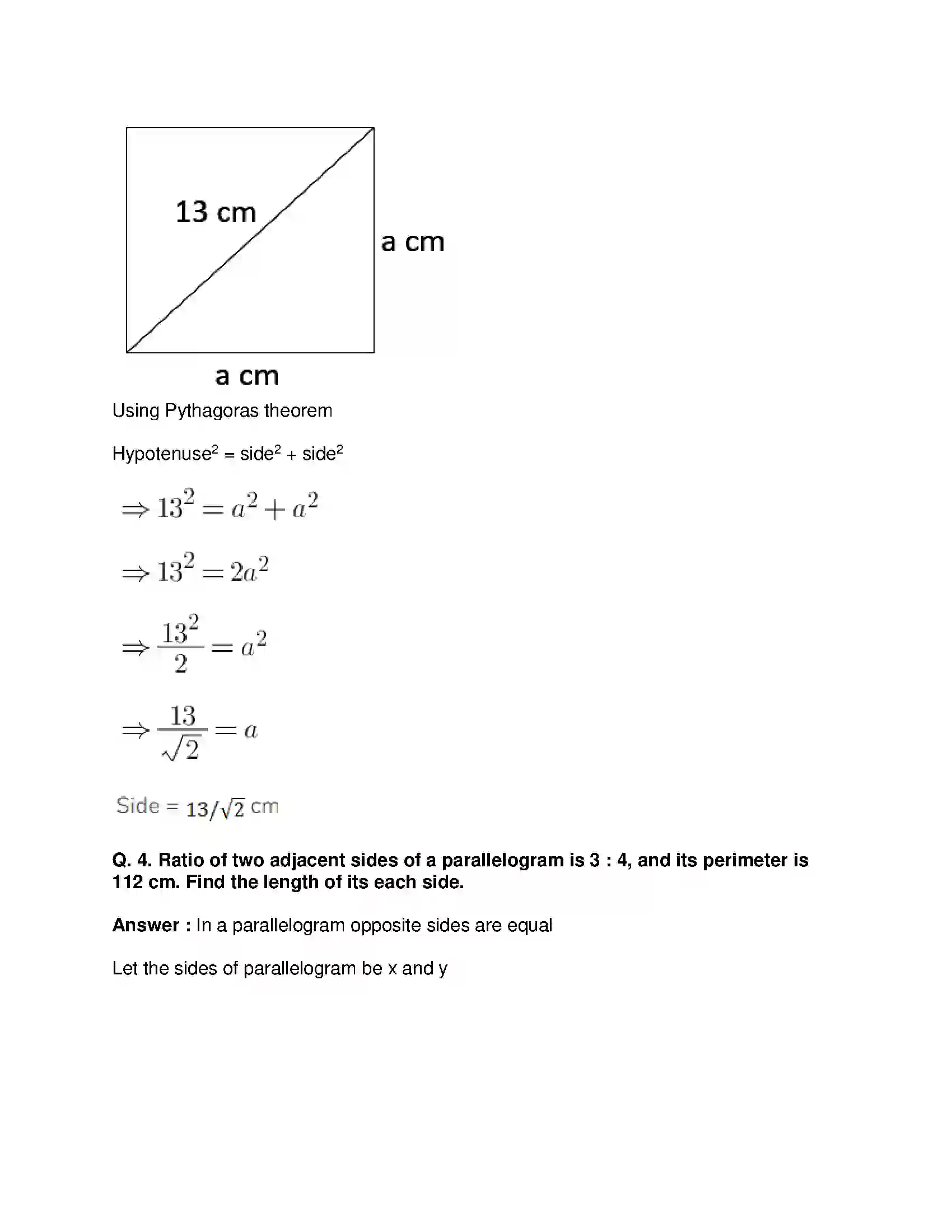 Maharashtra Board Class 9th Mathematics Part-II - English Medium Quadrilaterals Solution 19