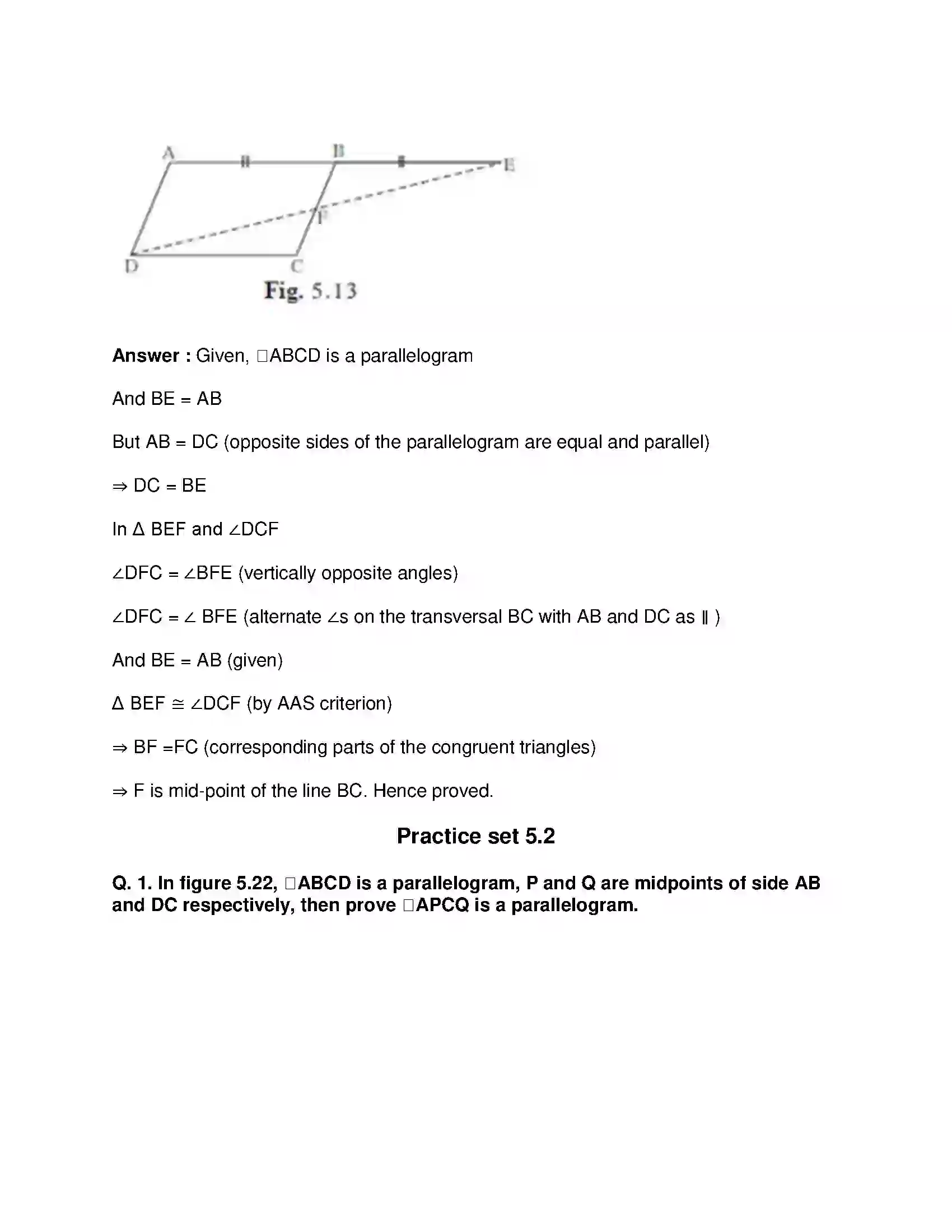 Maharashtra Board Class 9th Mathematics Part-II - English Medium Quadrilaterals Solution 5