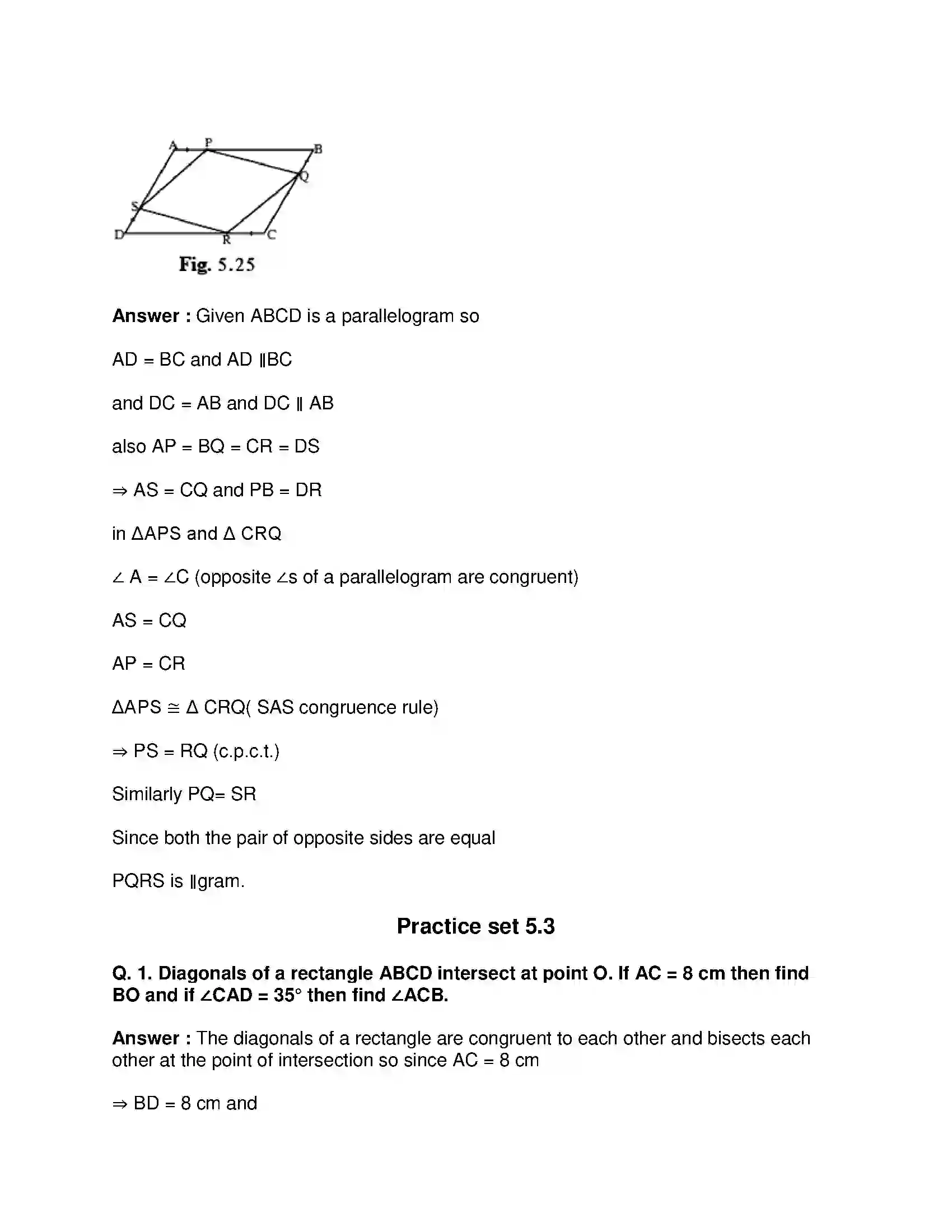 Maharashtra Board Class 9th Mathematics Part-II - English Medium Quadrilaterals Solution 9