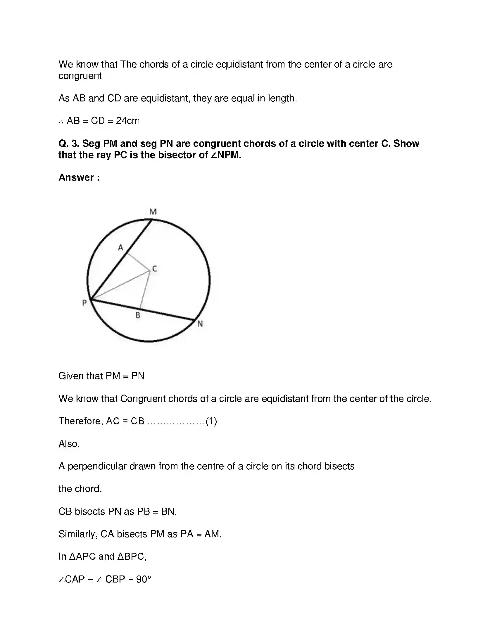 Maharashtra Board Class 9th Mathematics Part-II - English Medium Circles Solution 9