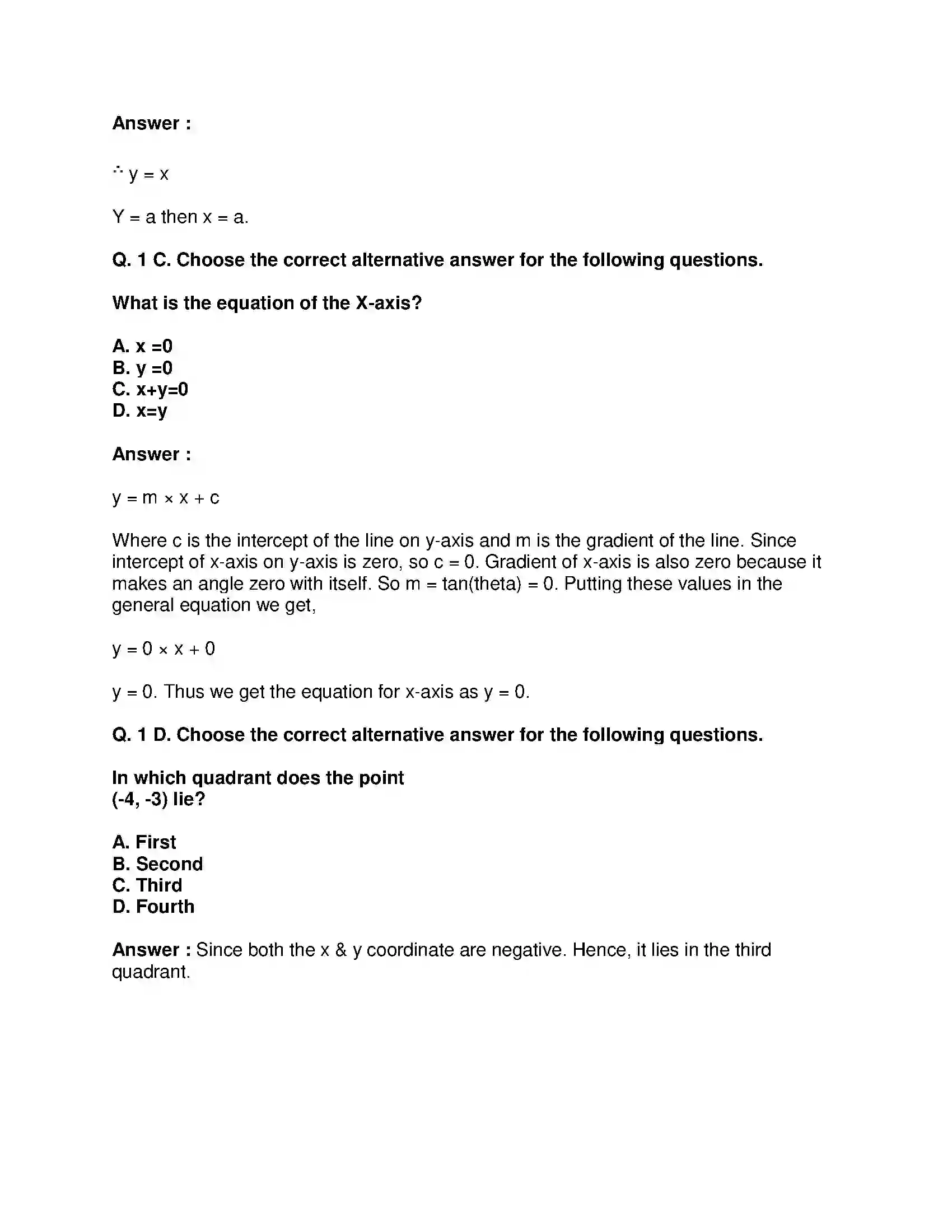 Maharashtra Board Class 9th Mathematics Part-II - English Medium Co-ordinate Geometry Solution 16