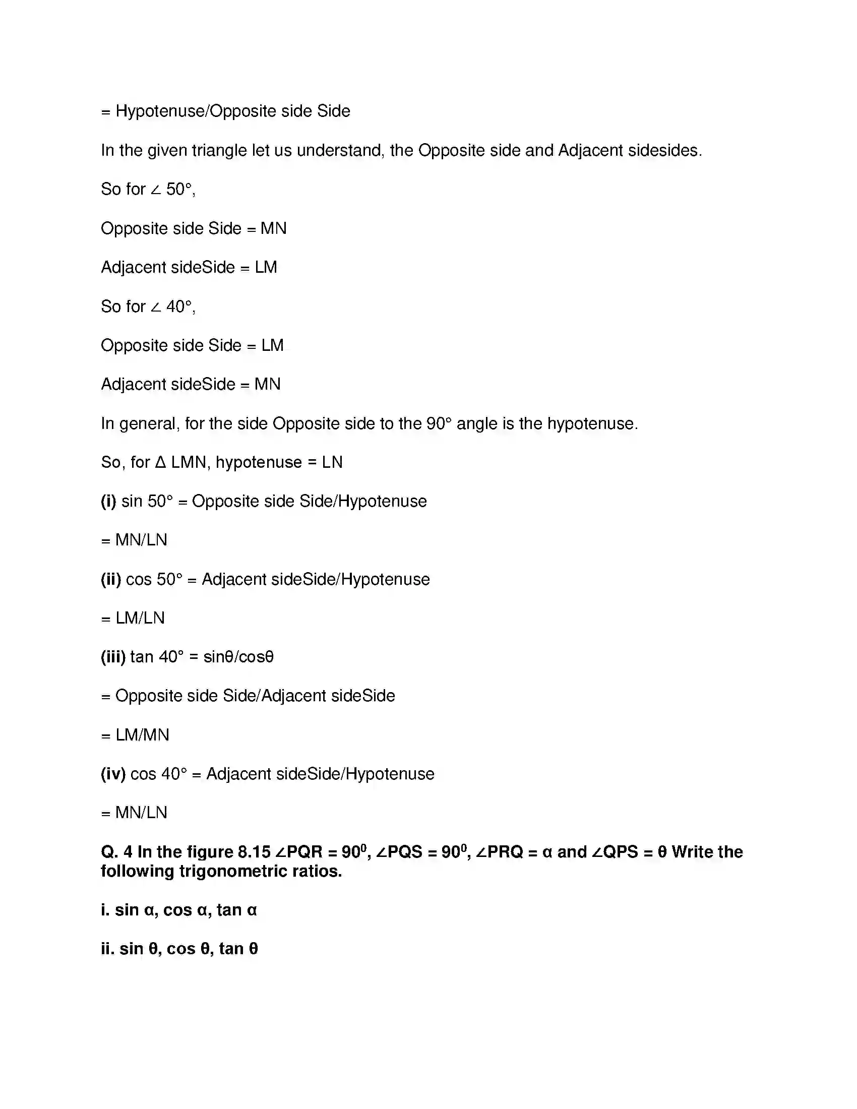 Maharashtra Board Class 9th Mathematics Part-II - English Medium Trigonometry Solution 5