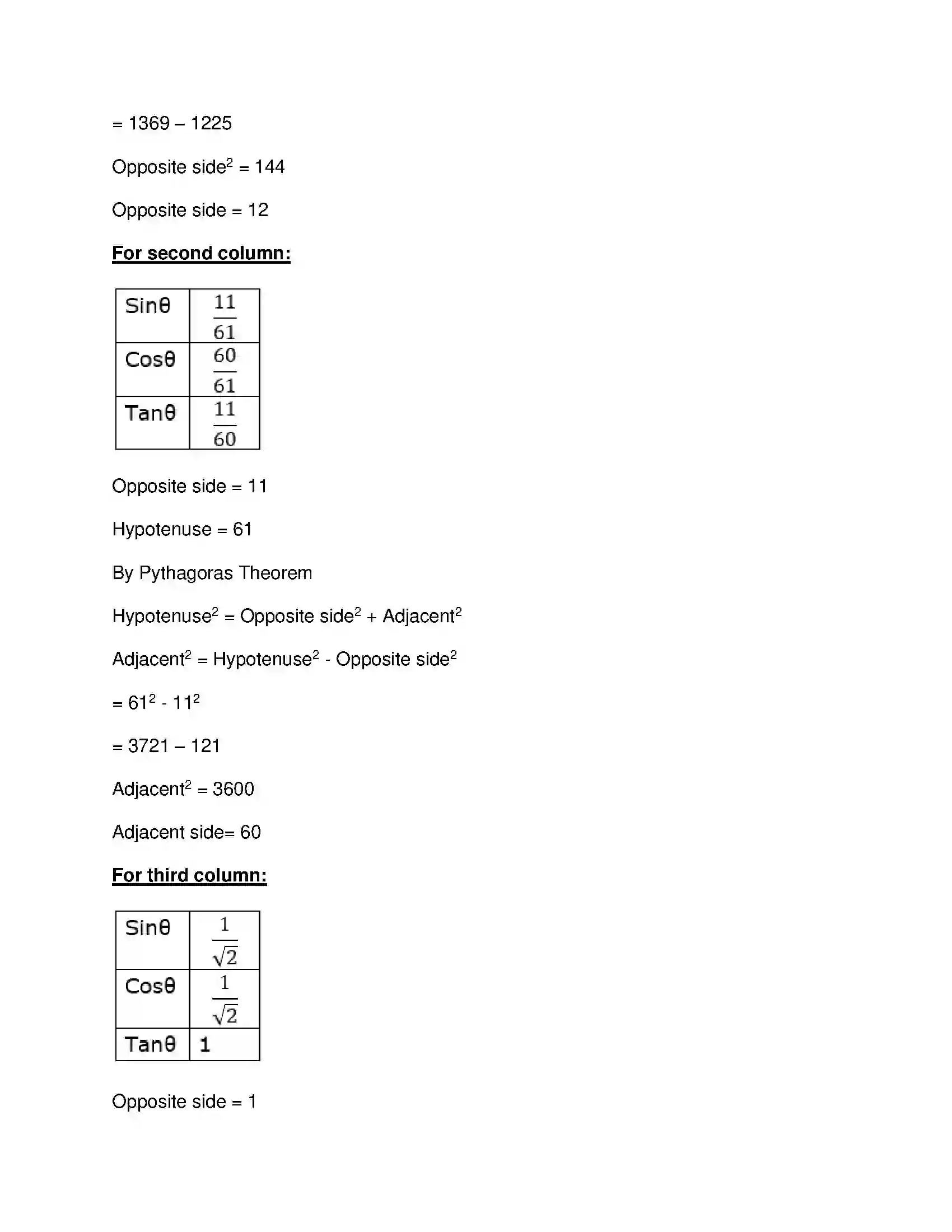 Maharashtra Board Class 9th Mathematics Part-II - English Medium Trigonometry Solution 9
