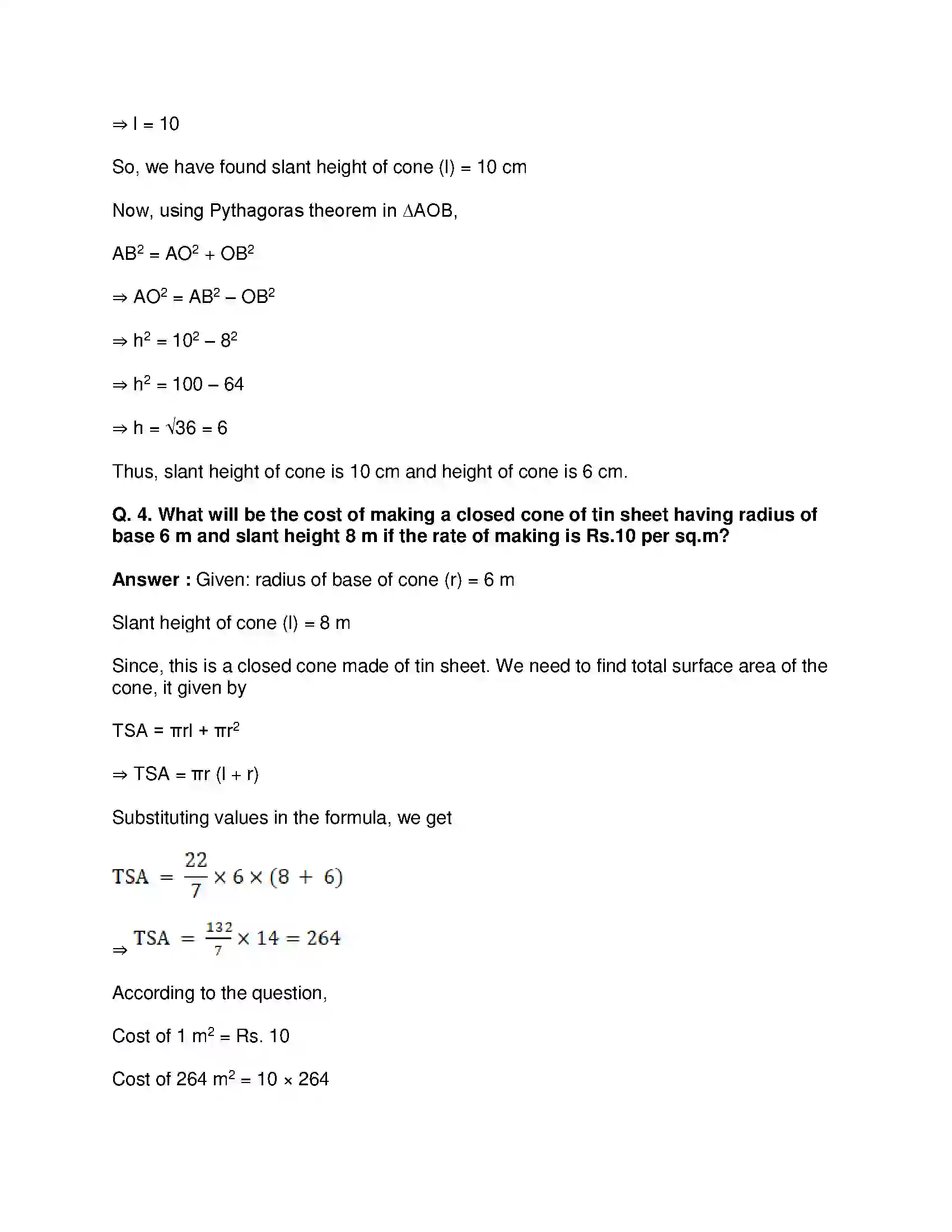 Maharashtra Board Class 9th Mathematics Part-II - English Medium Surface Area and Volume Solution 10