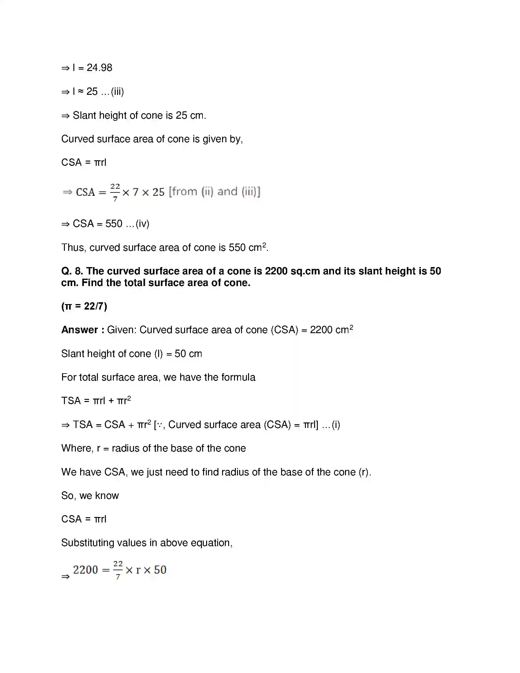 Maharashtra Board Class 9th Mathematics Part-II - English Medium Surface Area and Volume Solution 14