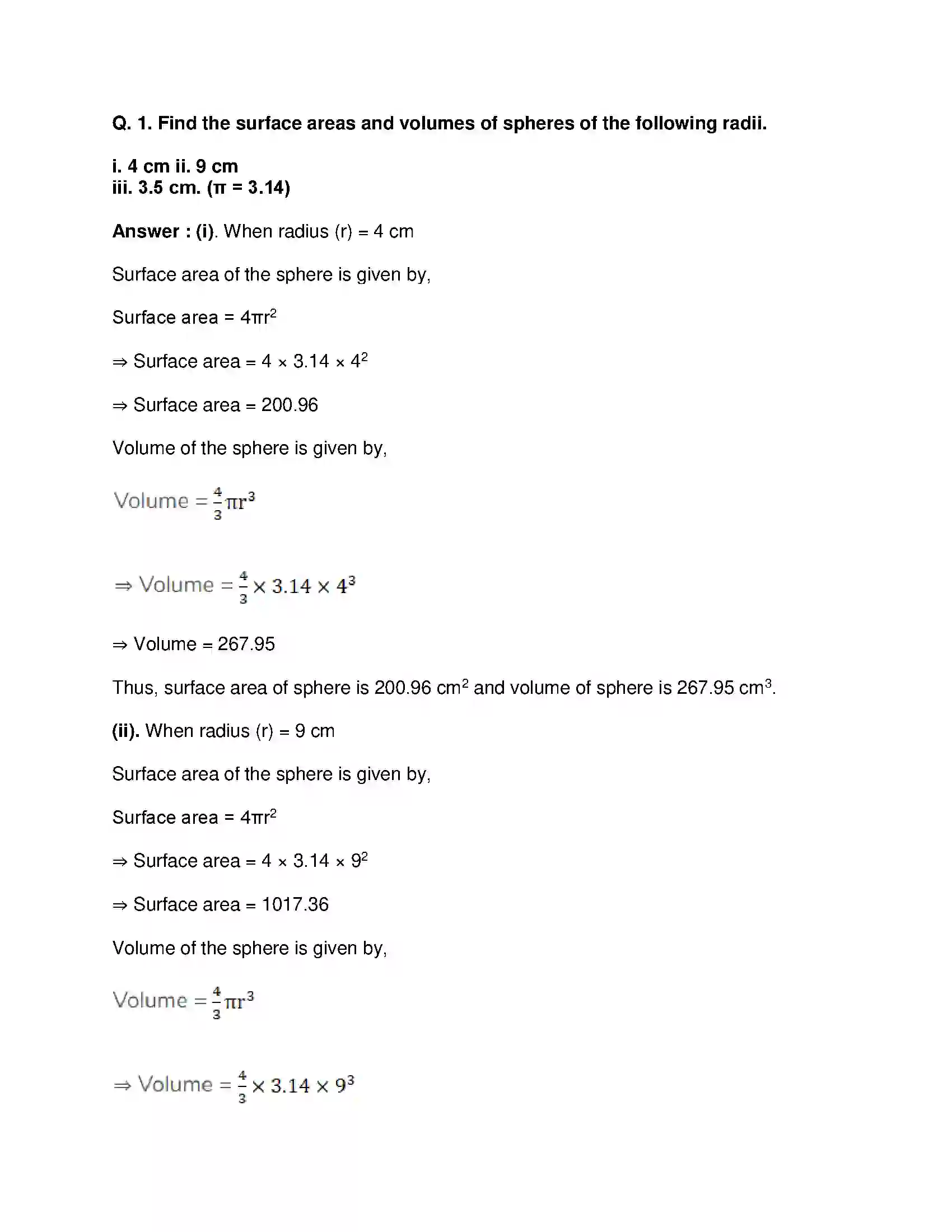 Maharashtra Board Class 9th Mathematics Part-II - English Medium Surface Area and Volume Solution 18