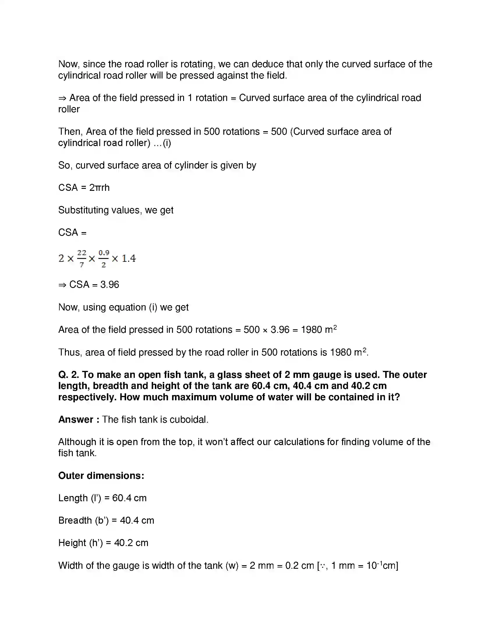Maharashtra Board Class 9th Mathematics Part-II - English Medium Surface Area and Volume Solution 23