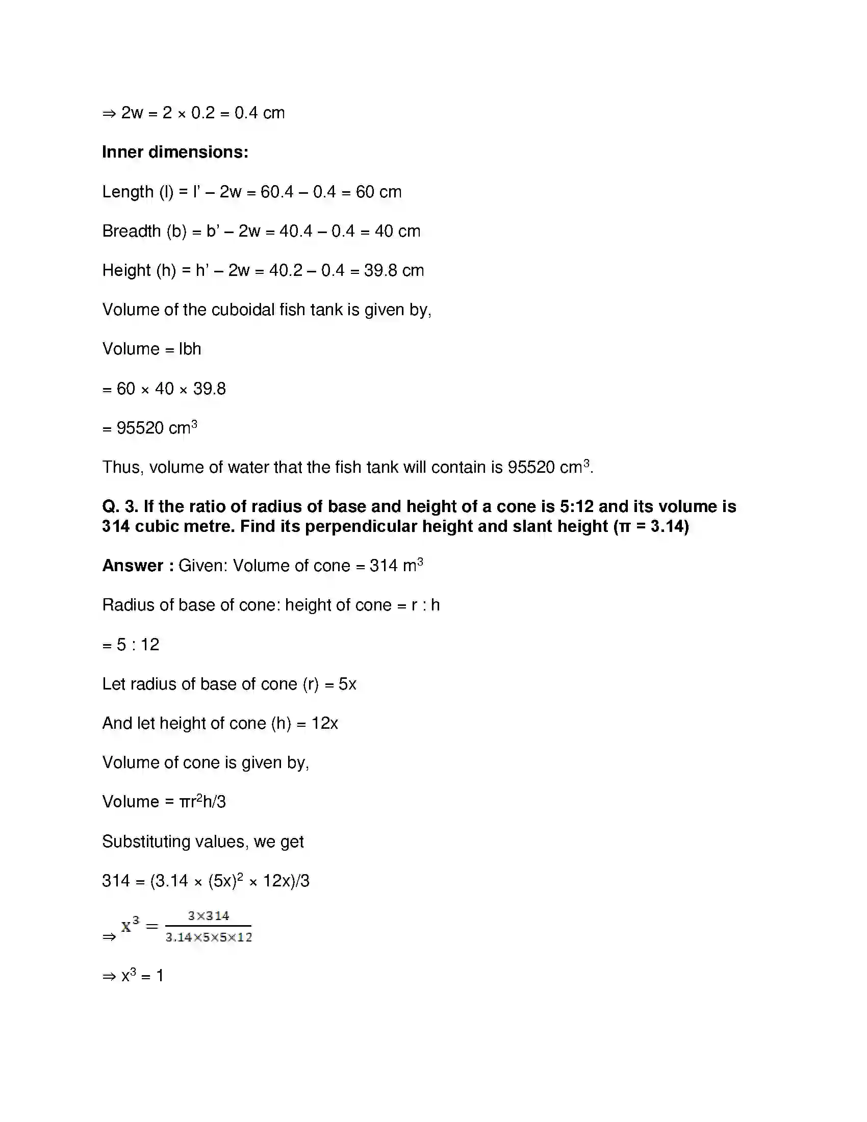 Maharashtra Board Class 9th Mathematics Part-II - English Medium Surface Area and Volume Solution 24