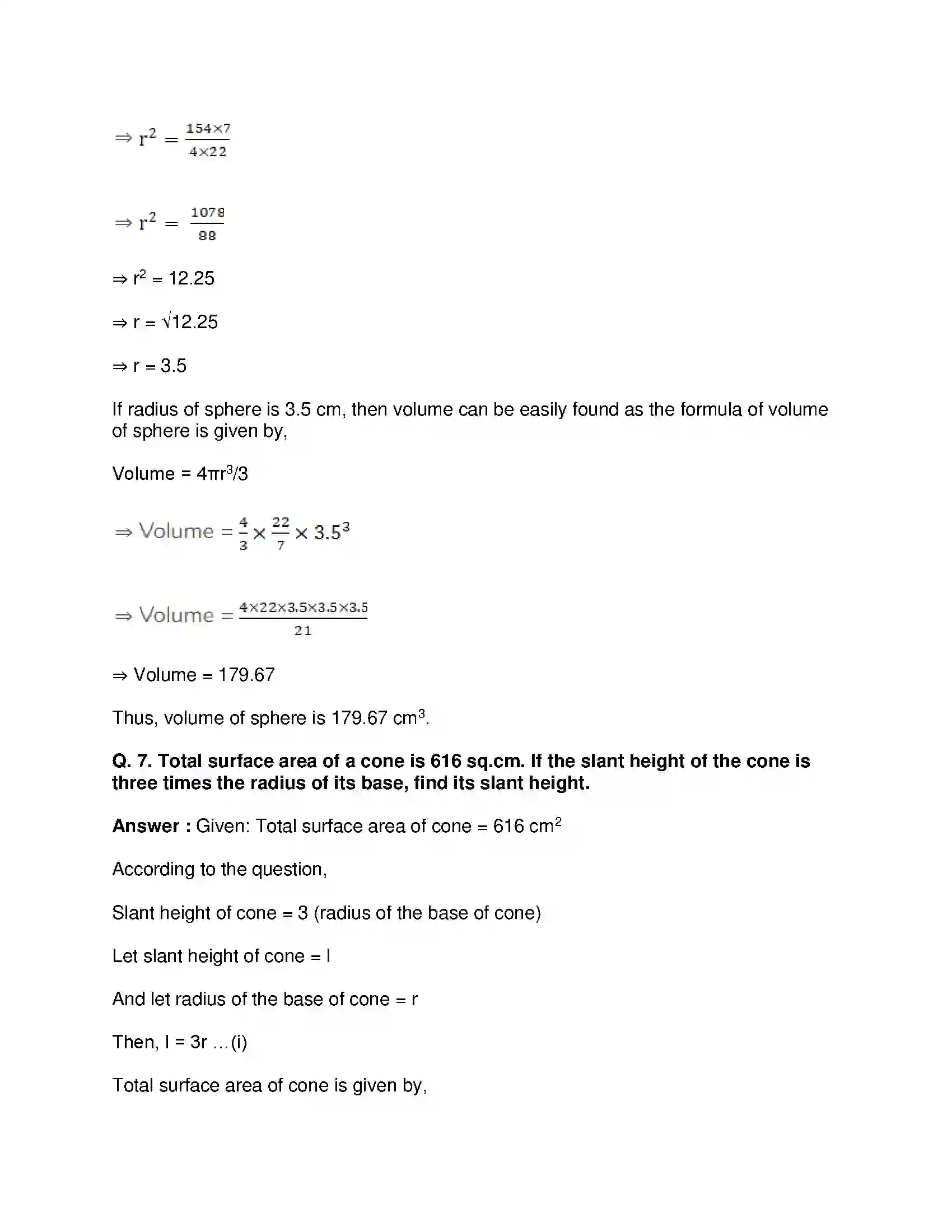 Maharashtra Board Class 9th Mathematics Part-II - English Medium Surface Area and Volume Solution 27
