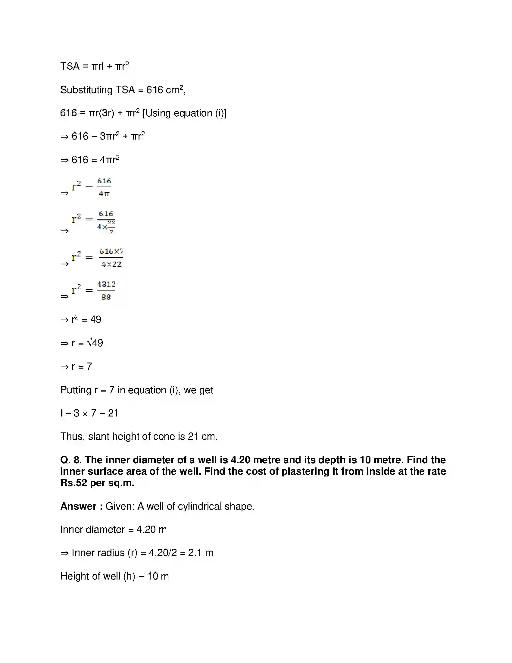 Maharashtra Board Class 9th Mathematics Part-II - English Medium Surface Area and Volume Solution 28