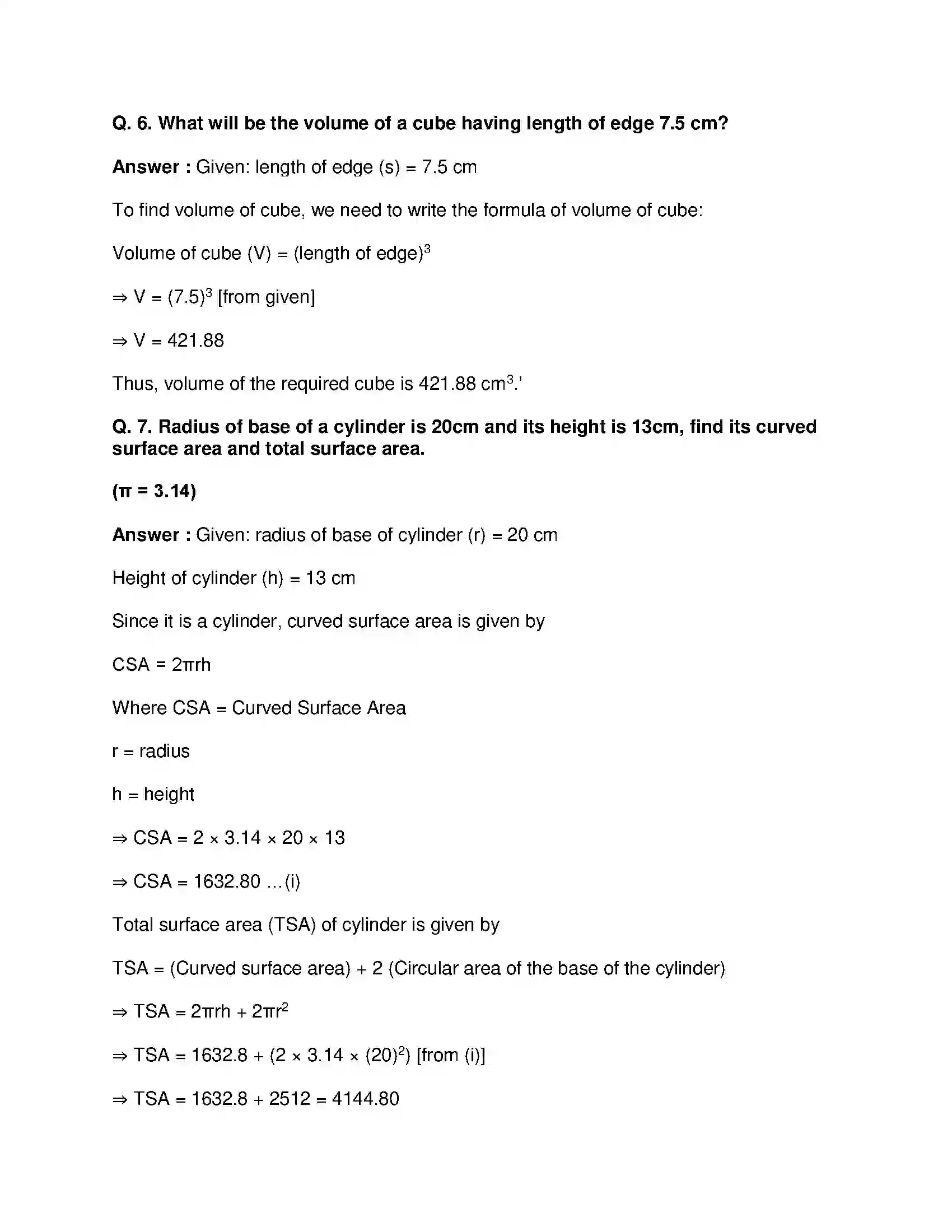 Maharashtra Board Class 9th Mathematics Part-II - English Medium Surface Area and Volume Solution 5