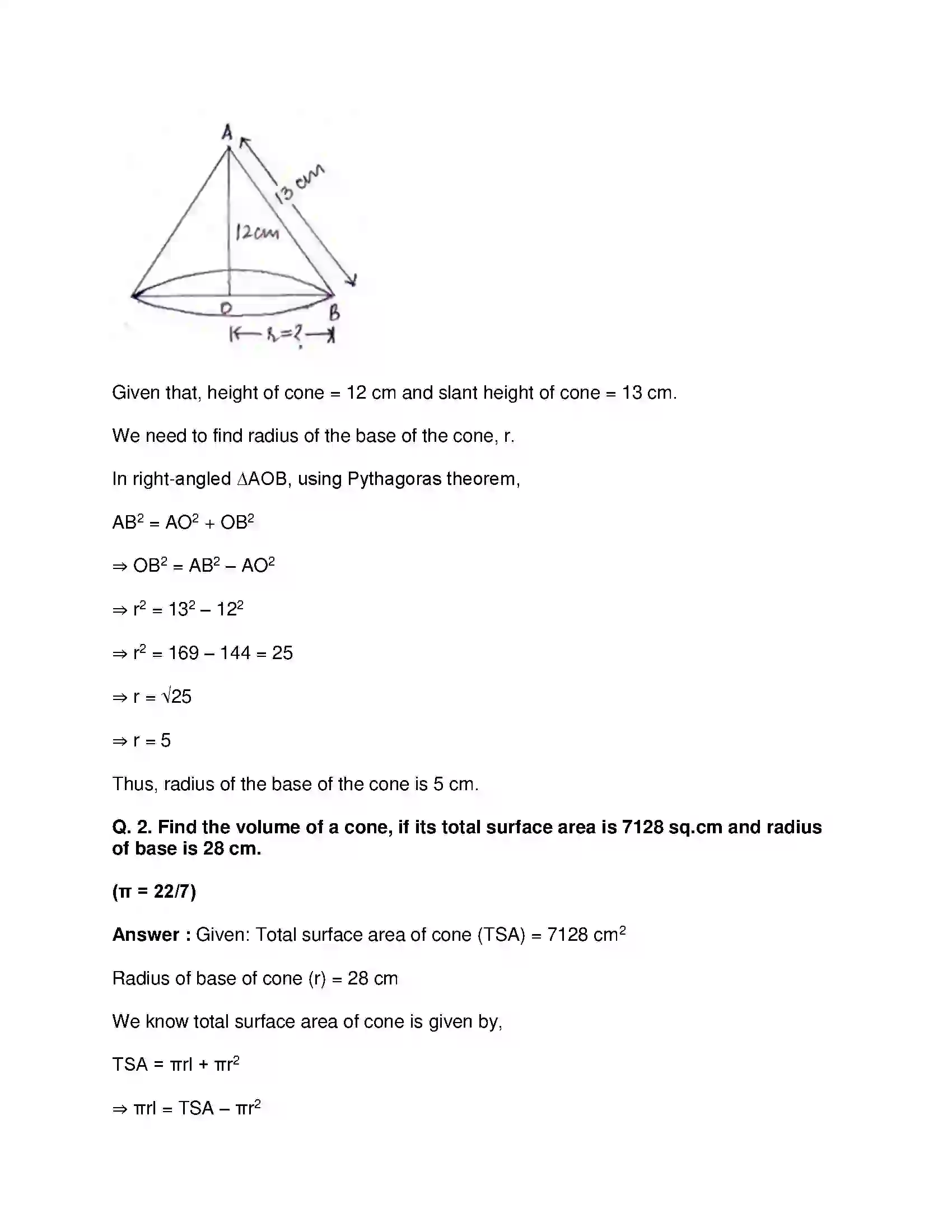 Maharashtra Board Class 9th Mathematics Part-II - English Medium Surface Area and Volume Solution 7