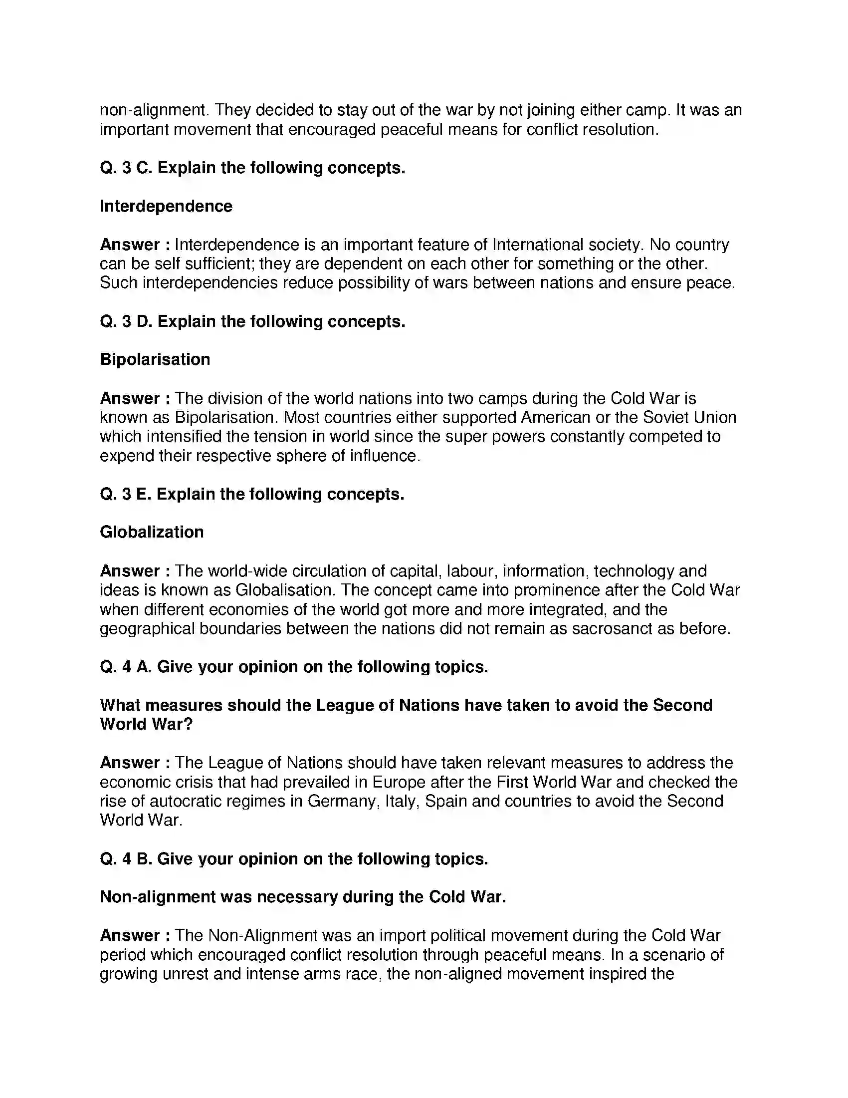 Maharashtra Board Class 9th Political Science - English Medium Post World War Political Developments Solution 3