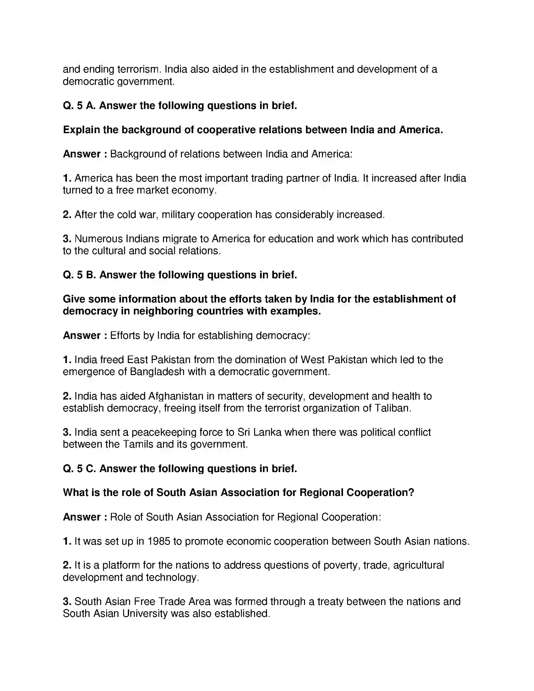 Maharashtra Board Class 9th Political Science - English Medium India and Other Countries Solution 4