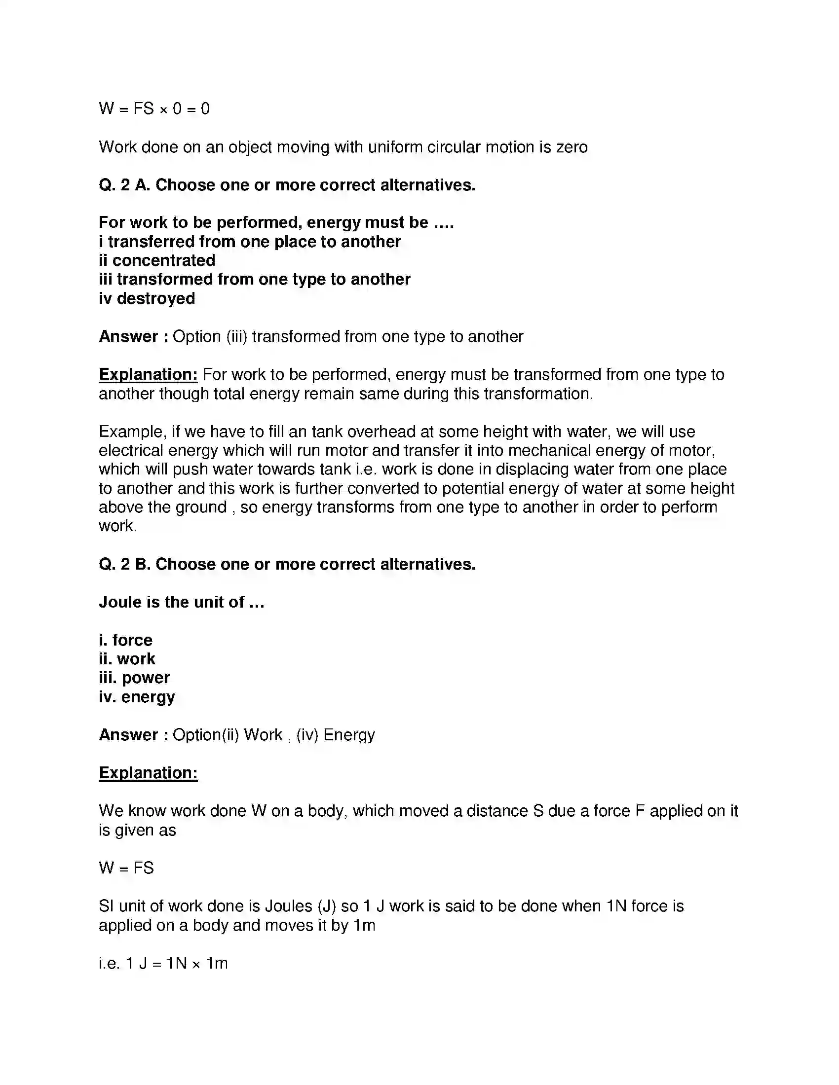 Maharashtra Board Class 9th Science & Technology - English Medium Work and Energy Solution 10