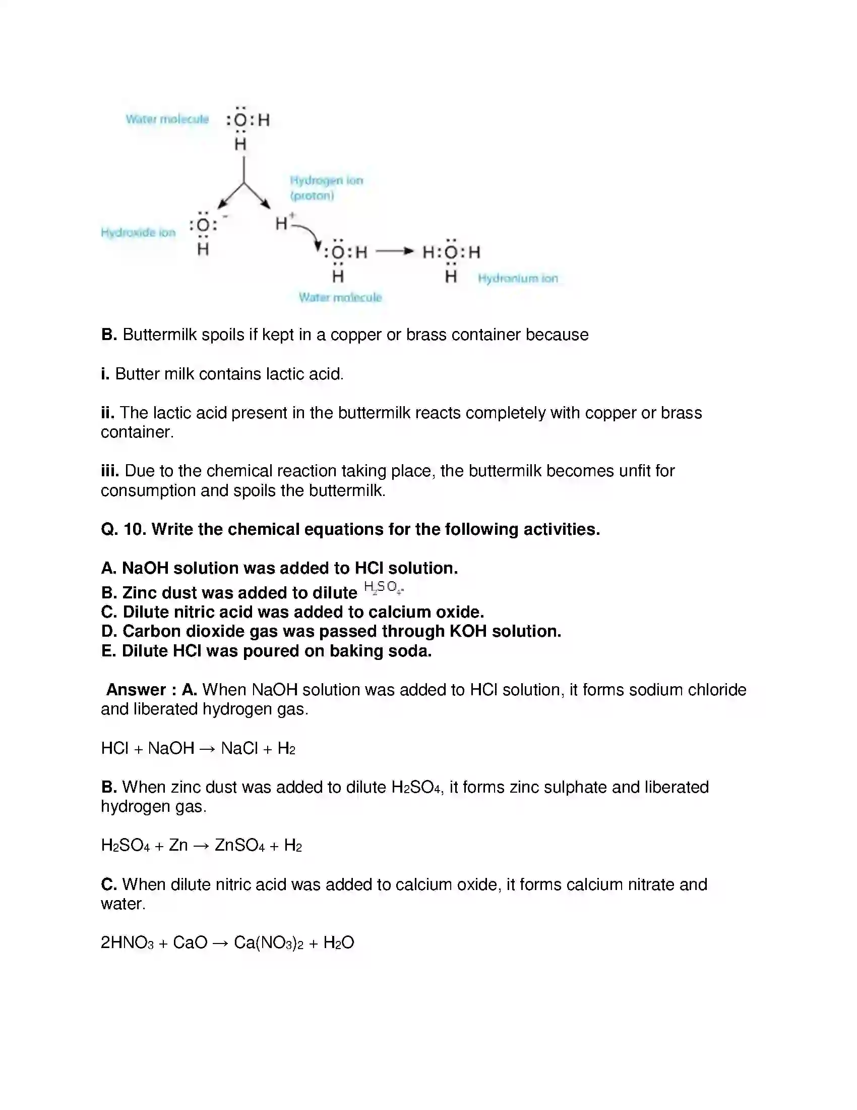 Maharashtra Board Class 9th Science & Technology - English Medium Acids, Bases and Salts Solution 16
