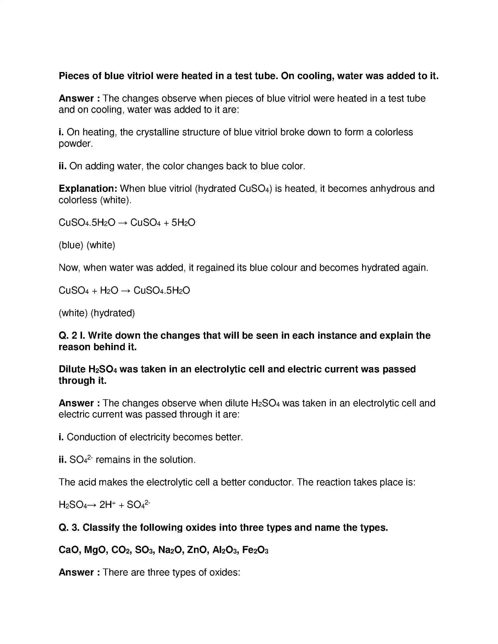 Maharashtra Board Class 9th Science & Technology - English Medium Acids, Bases and Salts Solution 6
