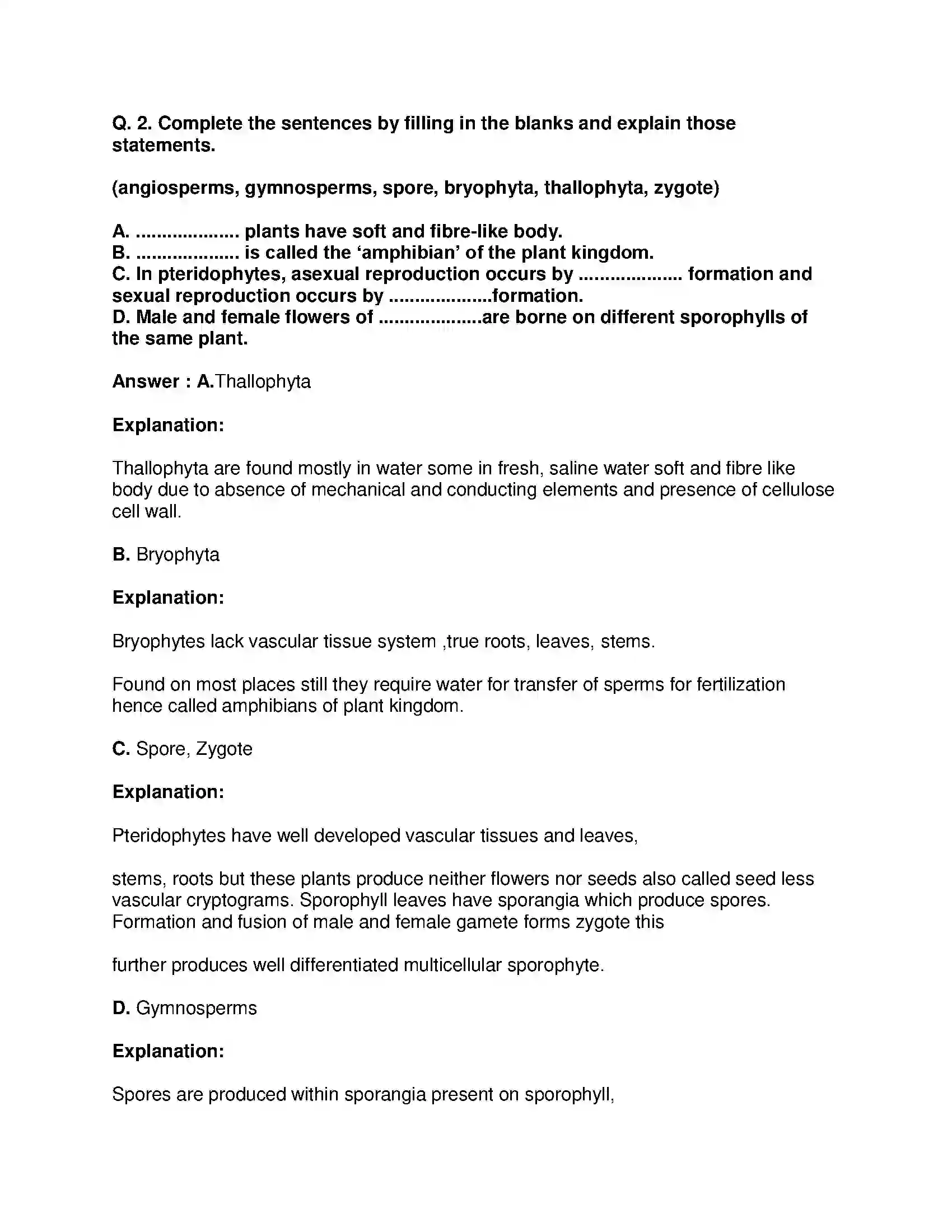 Maharashtra Board Class 9th Science & Technology - English Medium Classification of Plants Solution 3