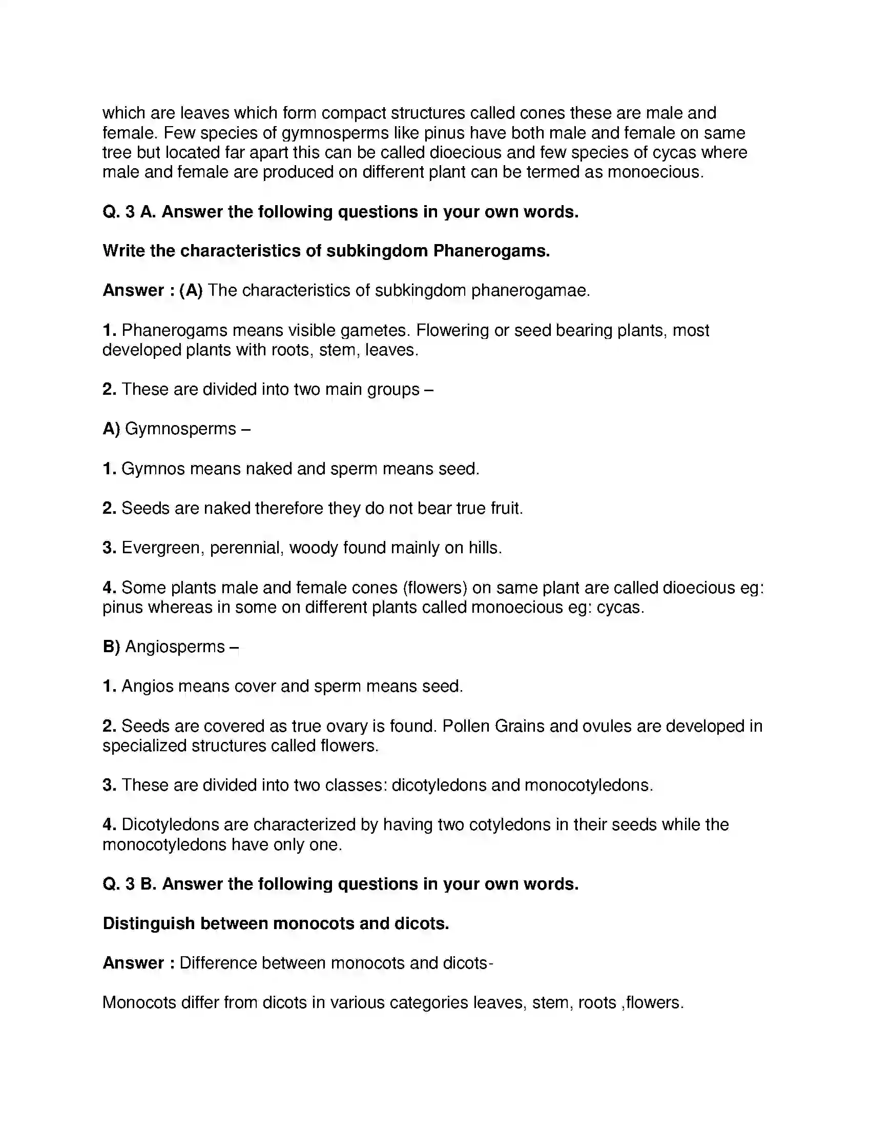 Maharashtra Board Class 9th Science & Technology - English Medium Classification of Plants Solution 4