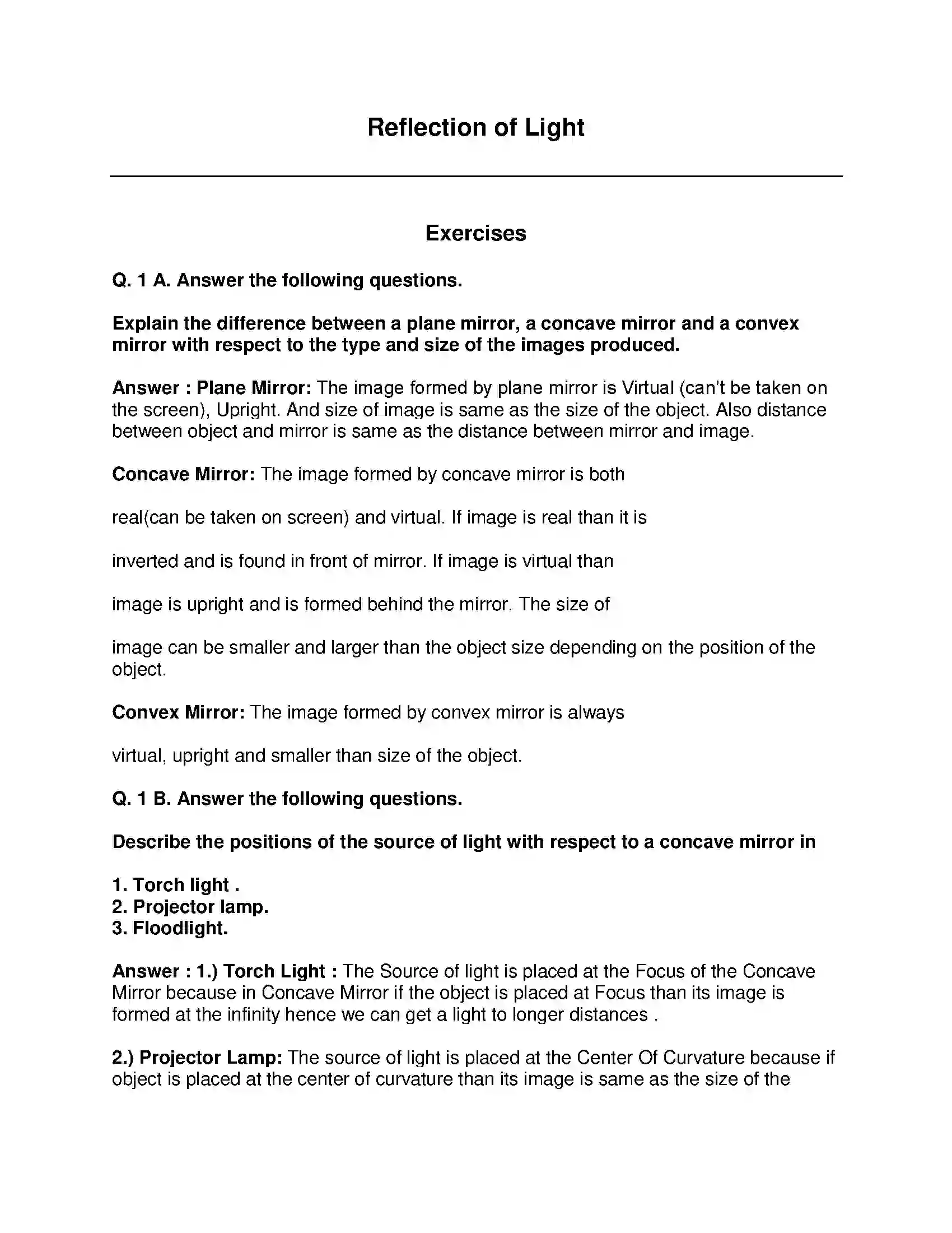 Maharashtra Board Class 9th Science & Technology - English Medium Reflection of Light Solution 1