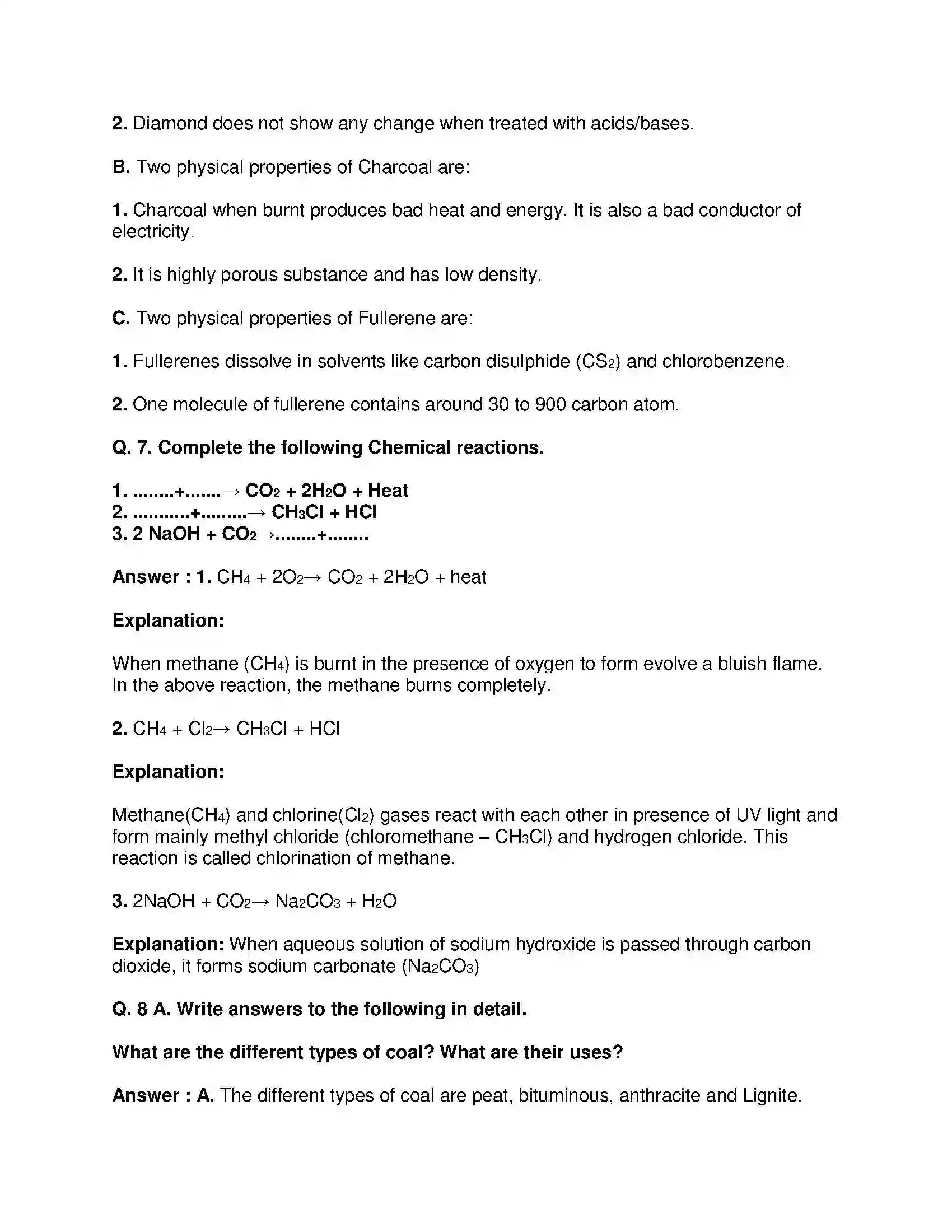 Maharashtra Board Class 9th Science & Technology - English Medium Carbon An important element Solution 10