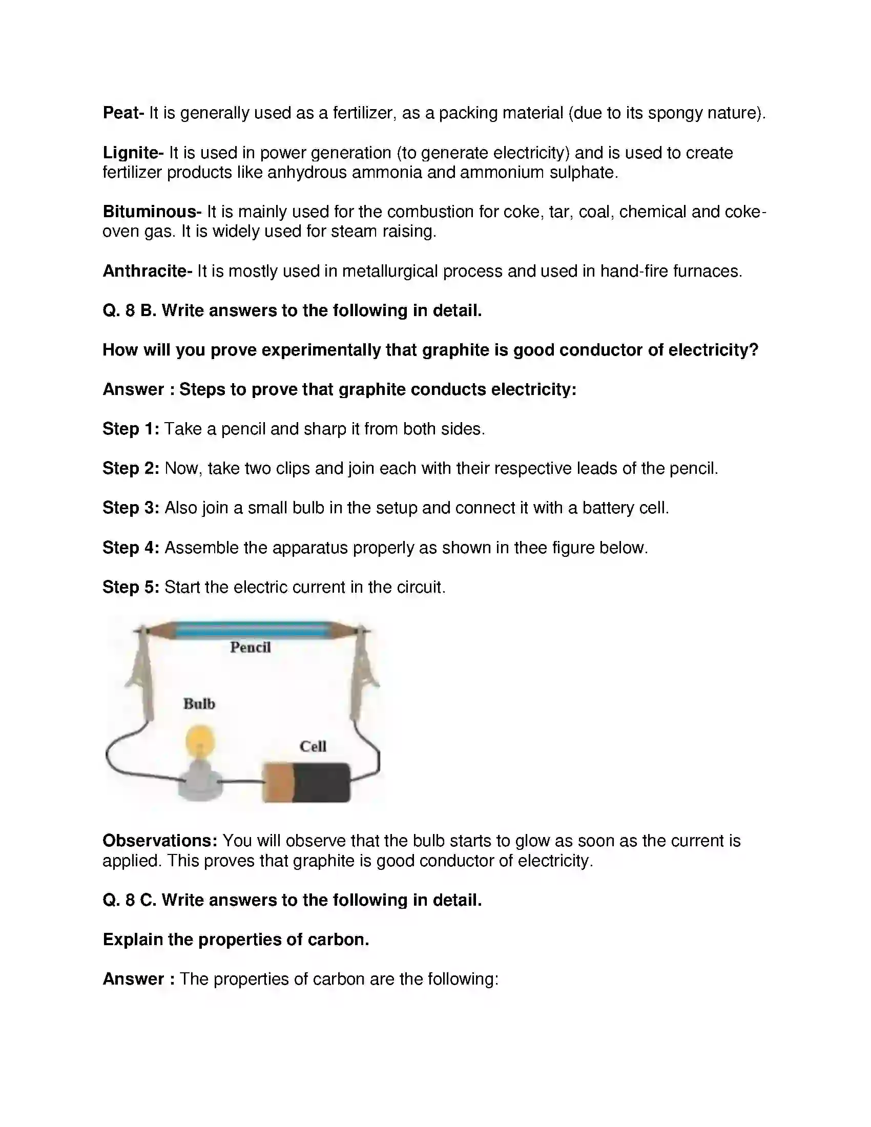 Maharashtra Board Class 9th Science & Technology - English Medium Carbon An important element Solution 11