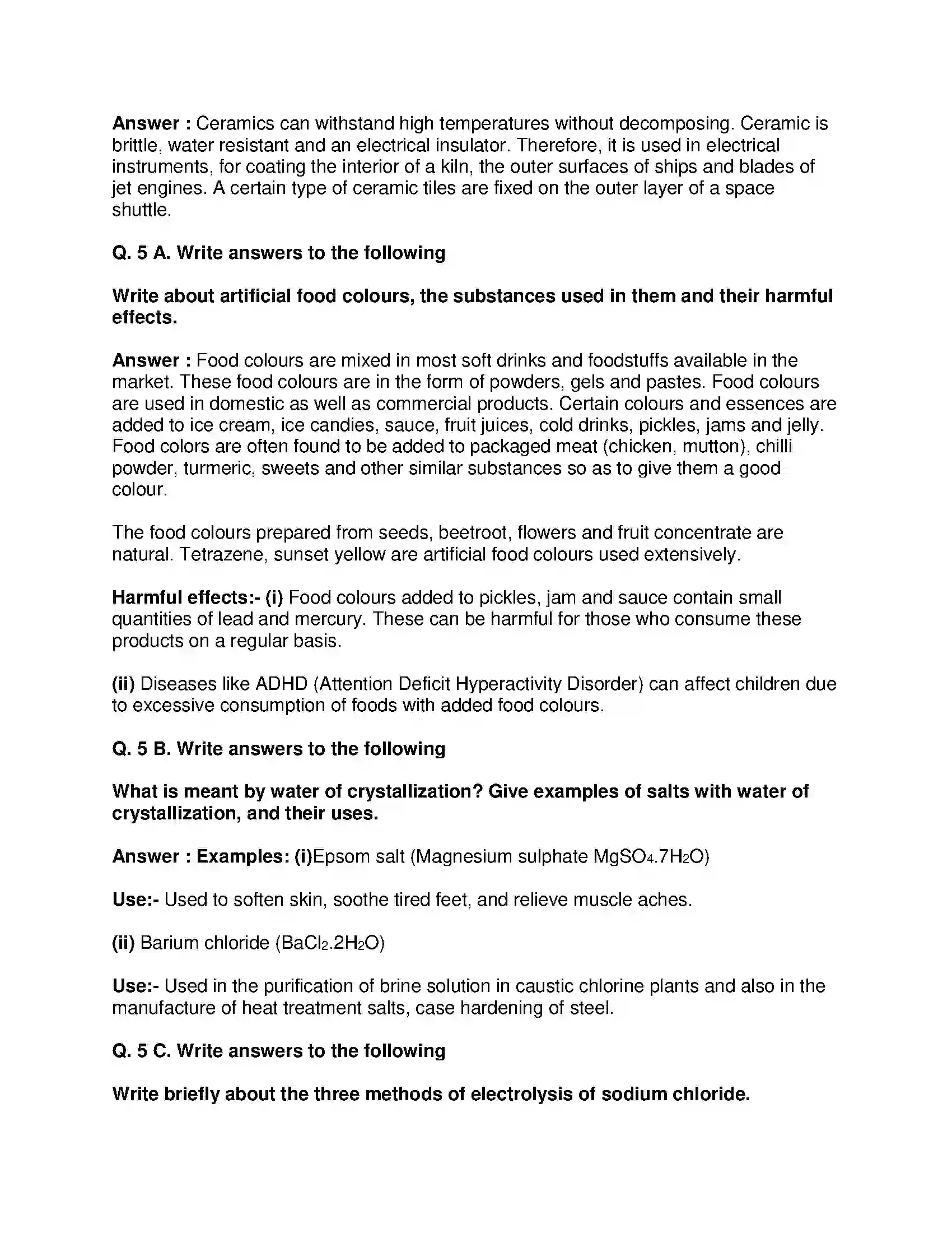 Maharashtra Board Class 9th Science & Technology - English Medium Substances in Common Use Solution 6