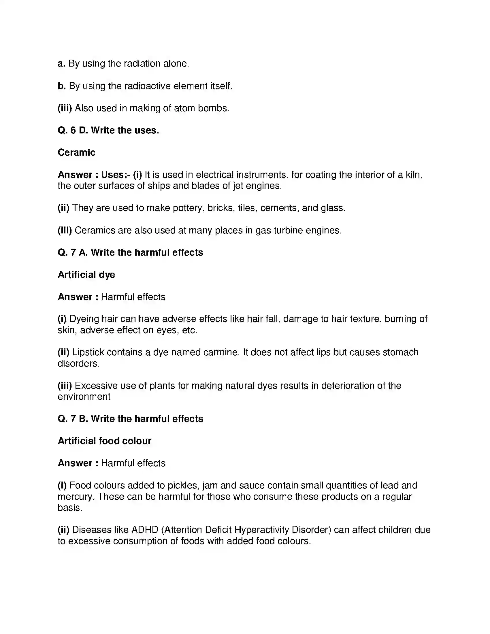 Maharashtra Board Class 9th Science & Technology - English Medium Substances in Common Use Solution 8