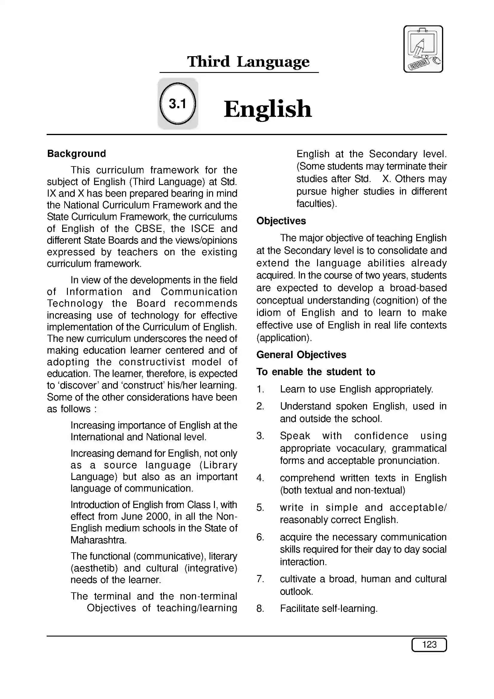 Maharashtra Board Class 10th 2025-26 English 2nd & 3rd Syllabus 1
