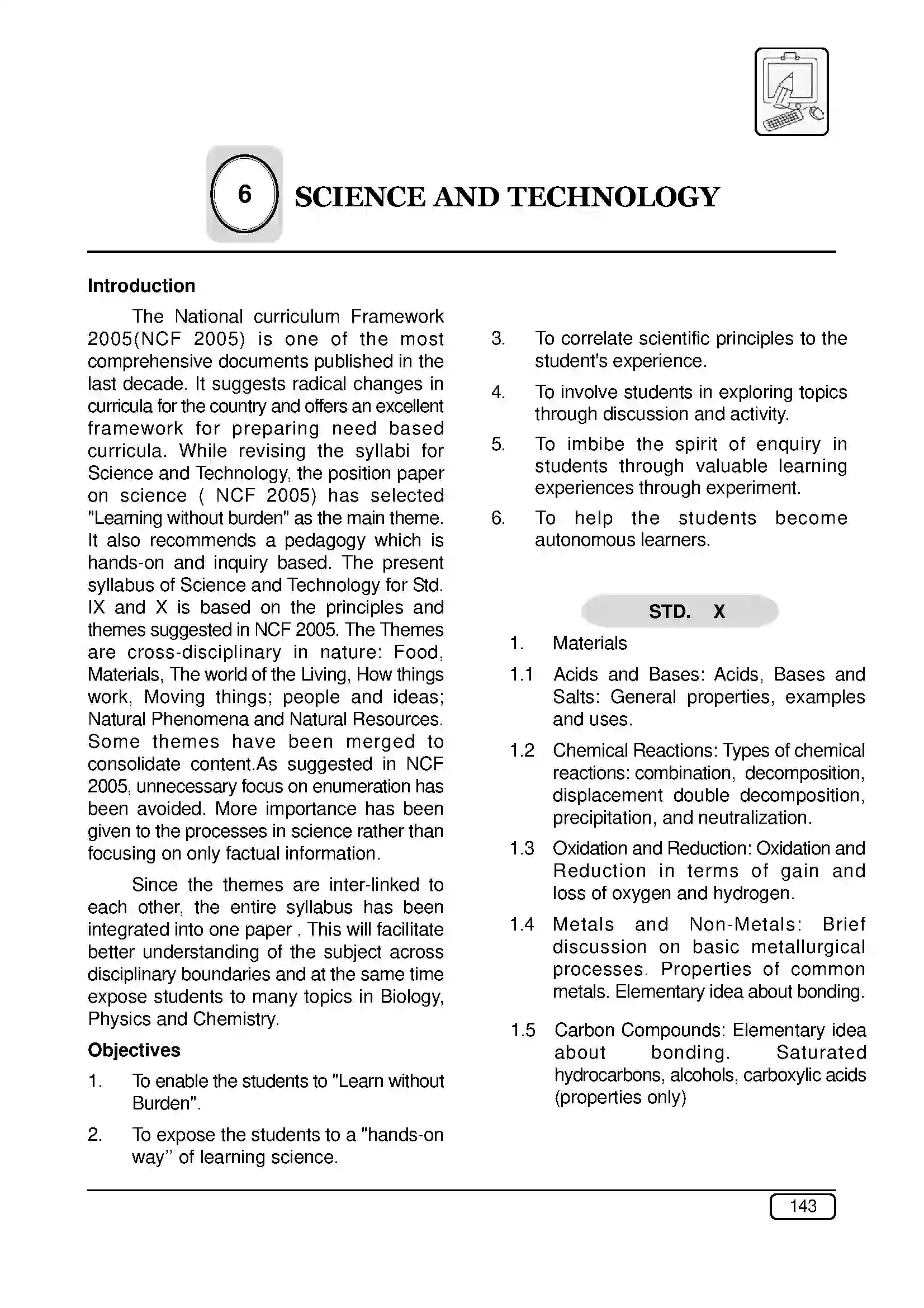 Maharashtra Board Class 10th 2025-26 Sceince and Technology Syllabus 1
