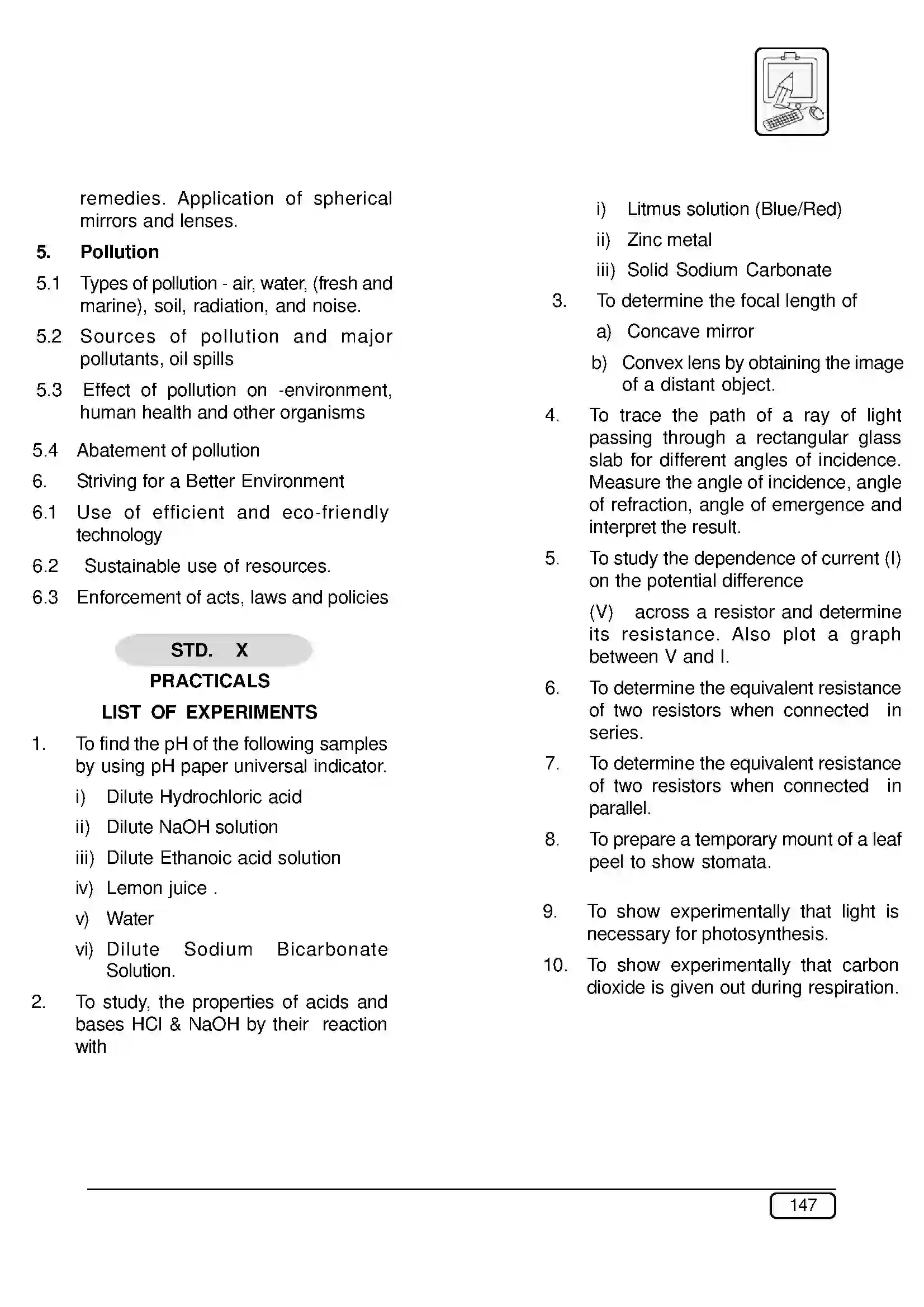 Maharashtra Board Class 10th 2025-26 Sceince and Technology Syllabus 3