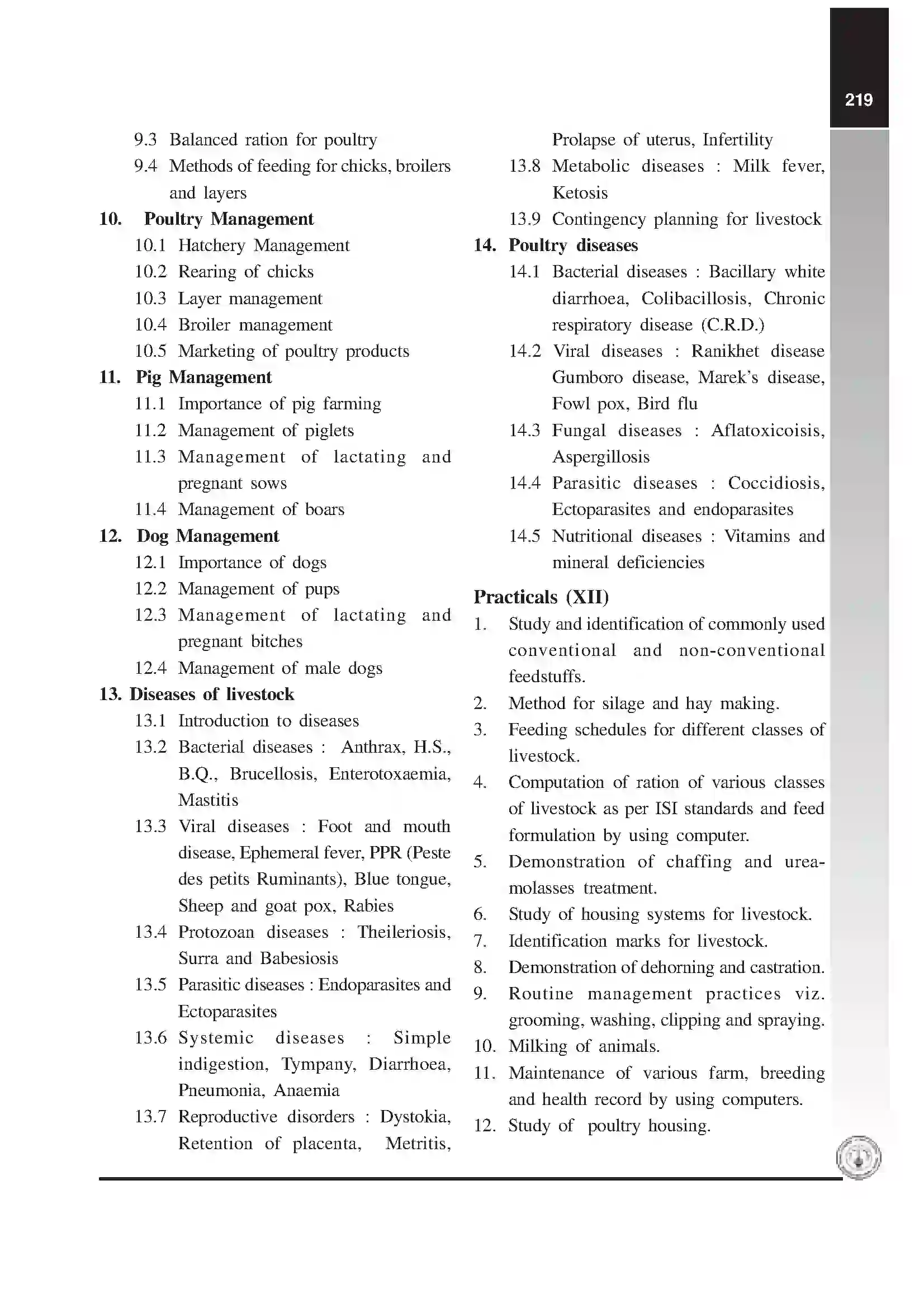 Maharashtra Board Class 12th 2020 Animal Science and Technology Syllabus 5