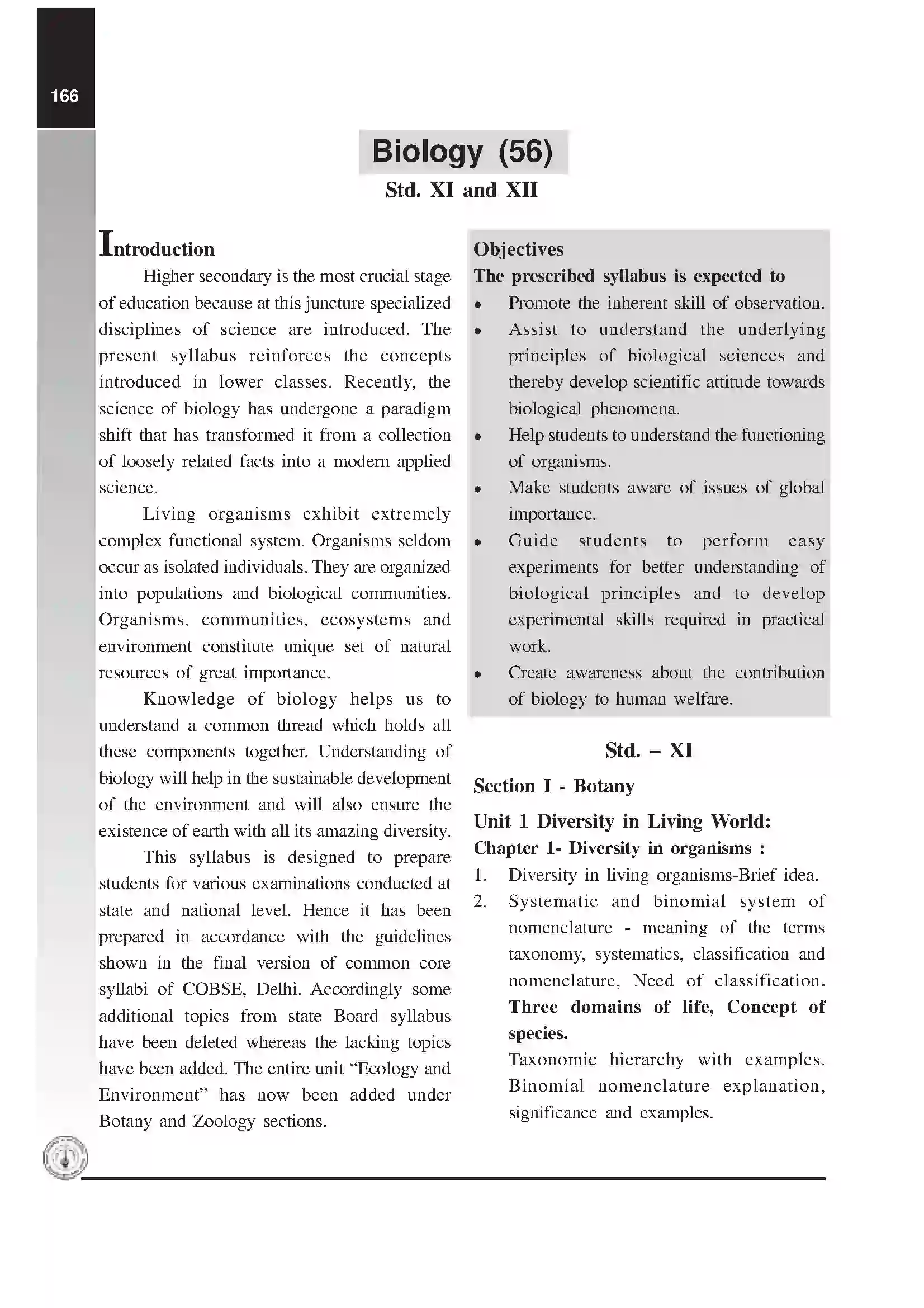 Maharashtra Board Class 12th 2020 Biology Syllabus 1