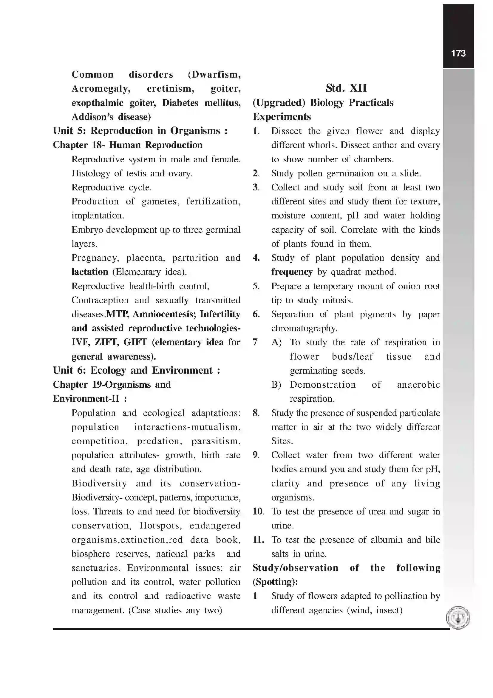 Maharashtra Board Class 12th 2020 Biology Syllabus 8