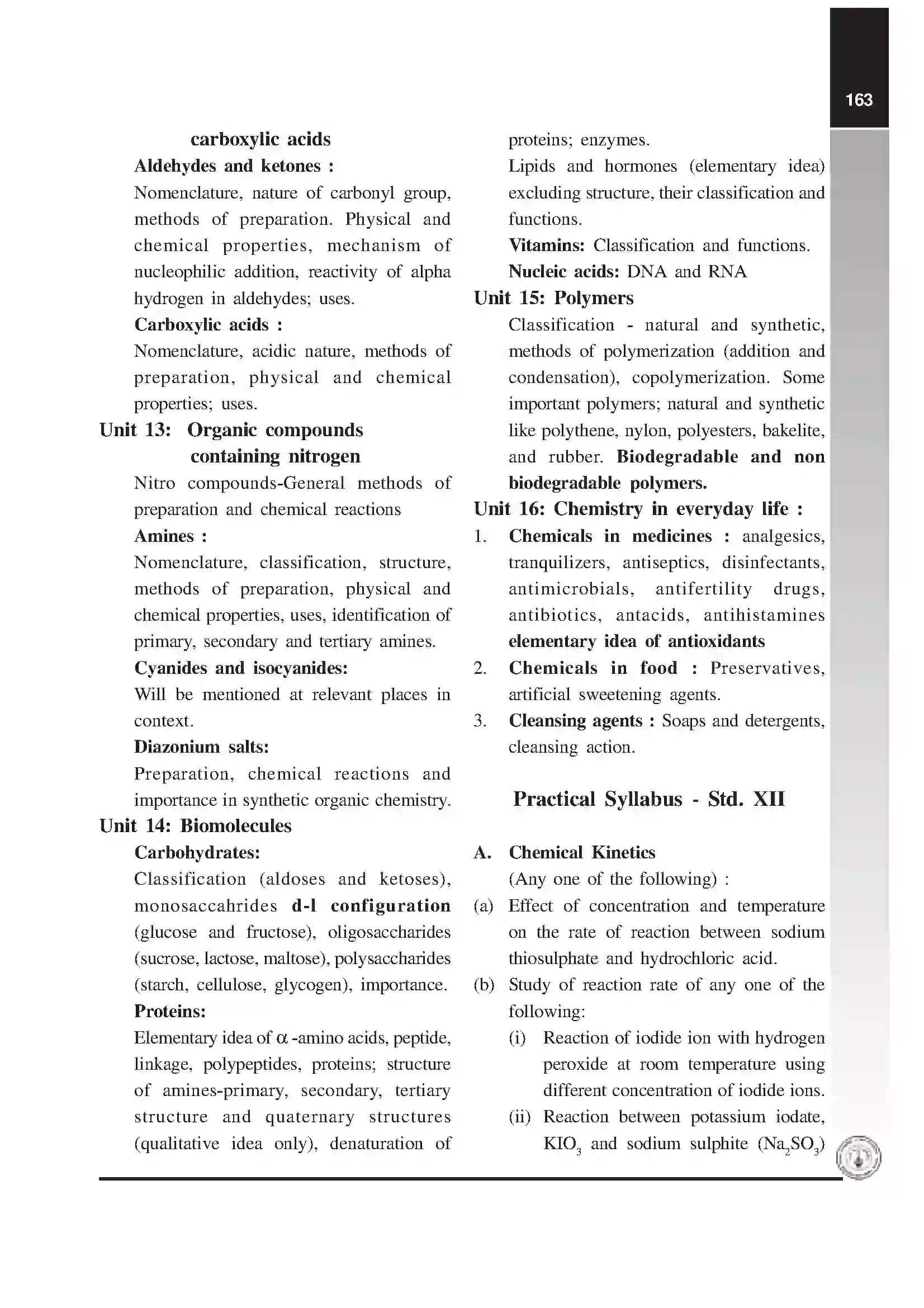 Maharashtra Board Class 12th 2020 Chemistry Syllabus 8