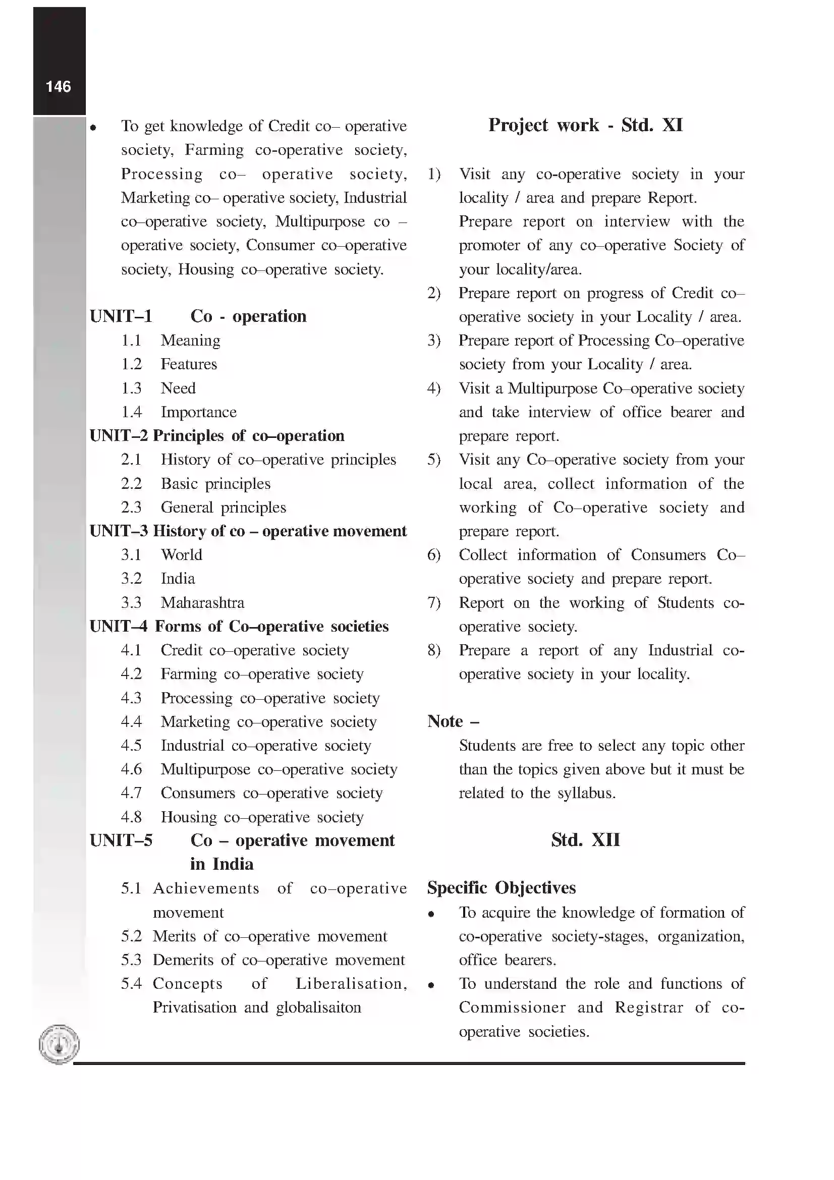 Maharashtra Board Class 12th 2020 Co-Operation Syllabus 2
