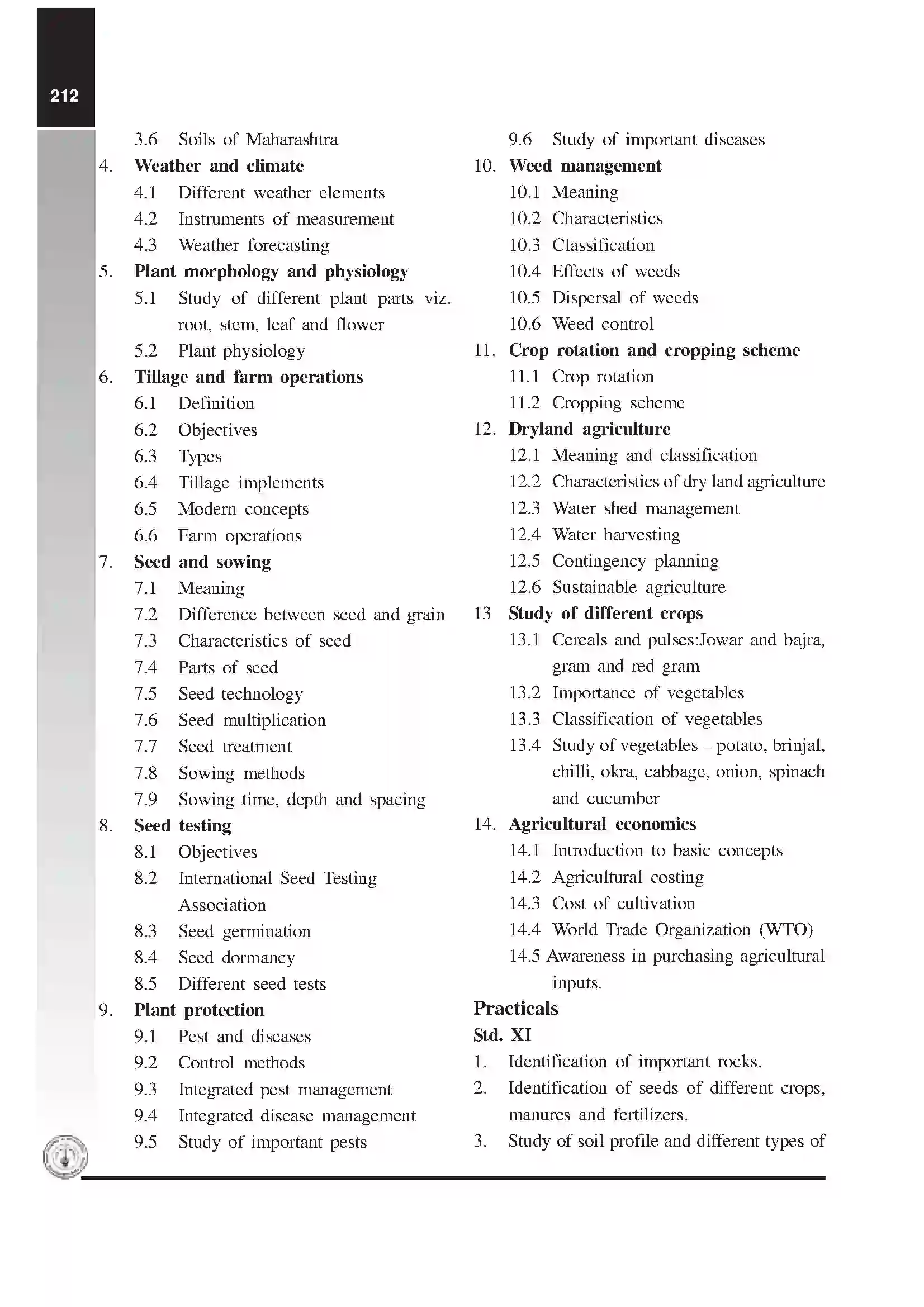 Maharashtra Board Class 12th 2020 Crop Production Syllabus 2