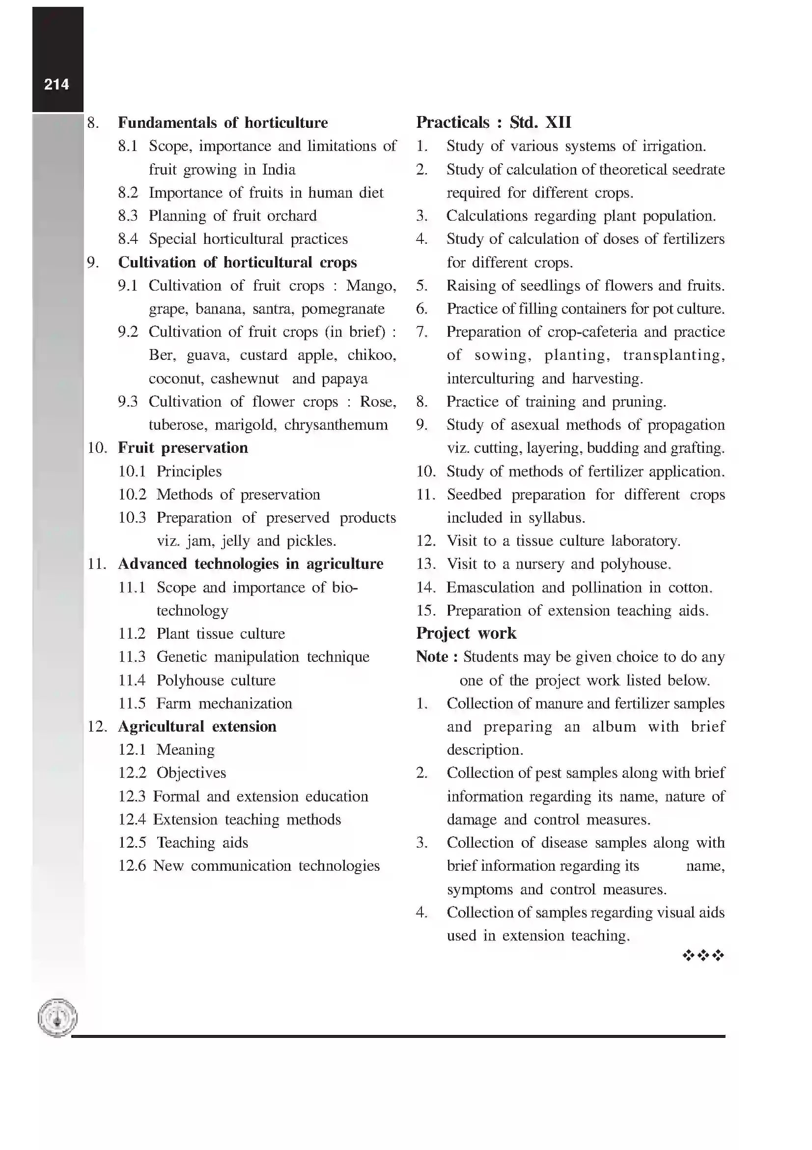 Maharashtra Board Class 12th 2020 Crop Production Syllabus 4
