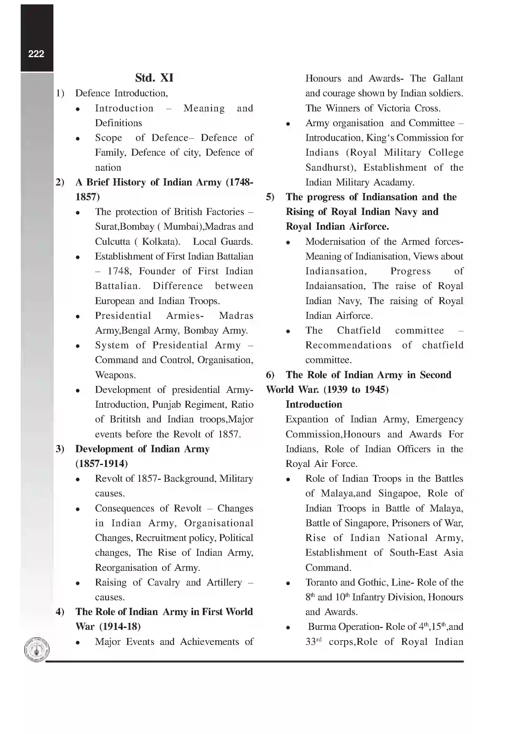 Maharashtra Board Class 12th 2020 Defence Studies Syllabus 2