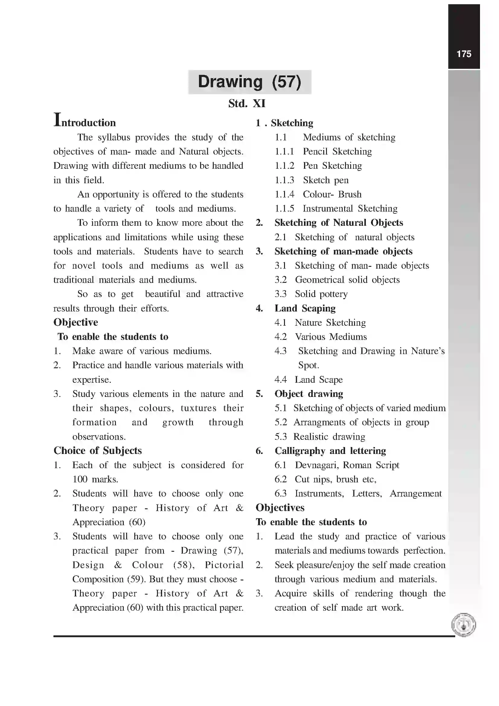 Maharashtra Board Class 12th 2020 Drawing Syllabus 1