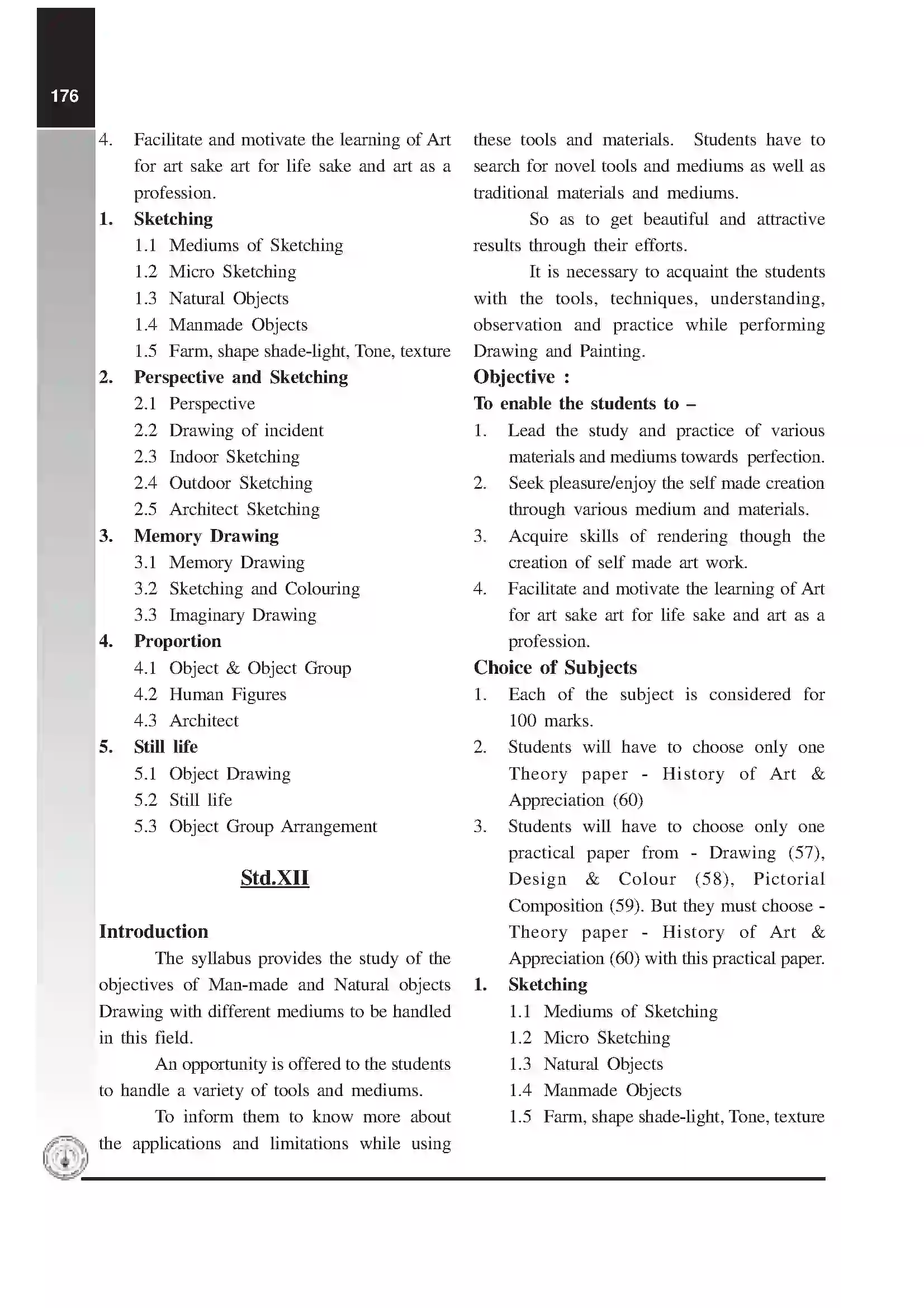 Maharashtra Board Class 12th 2020 Drawing Syllabus 2