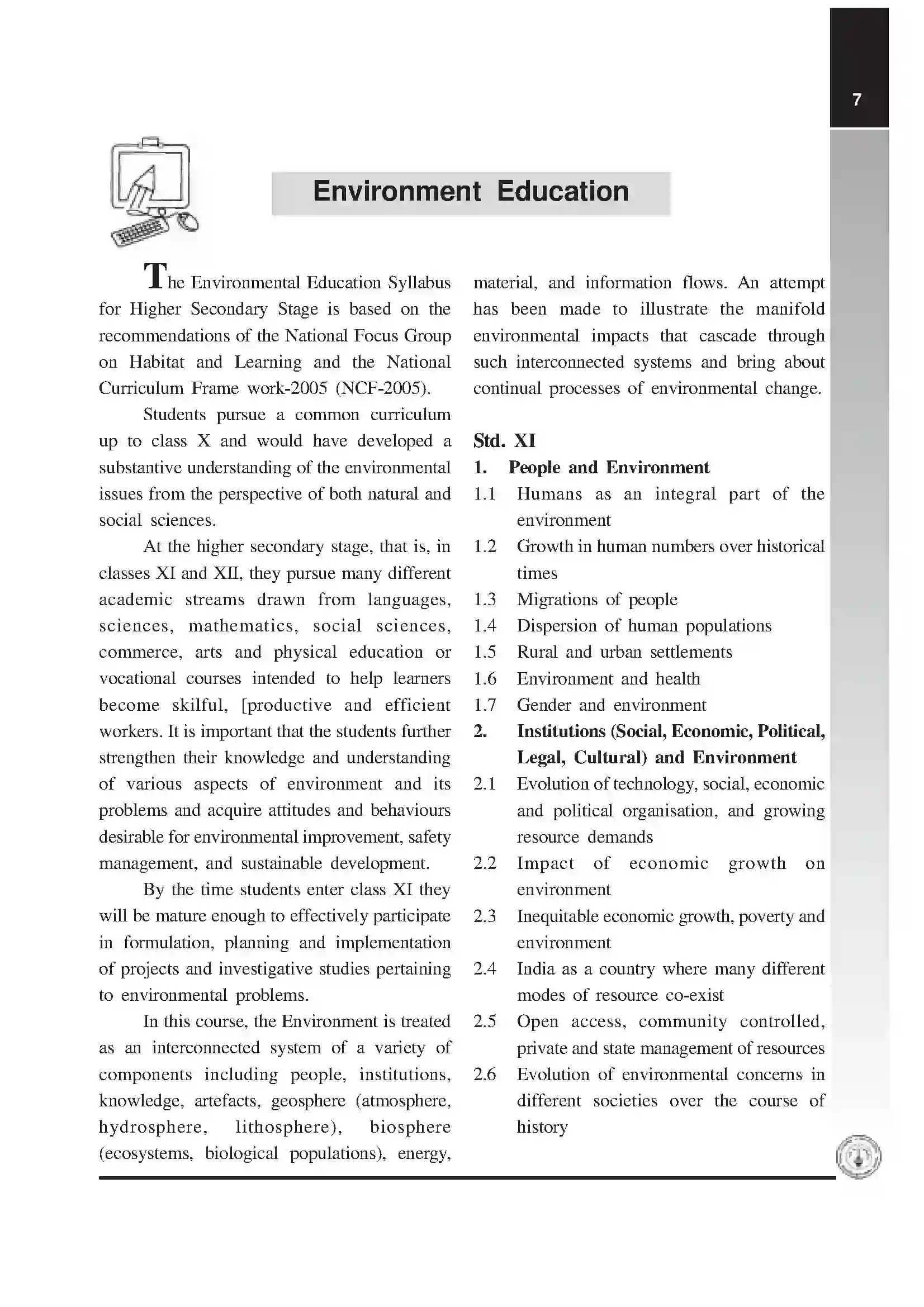 Maharashtra Board Class 12th 2020 Environment Education Syllabus 1