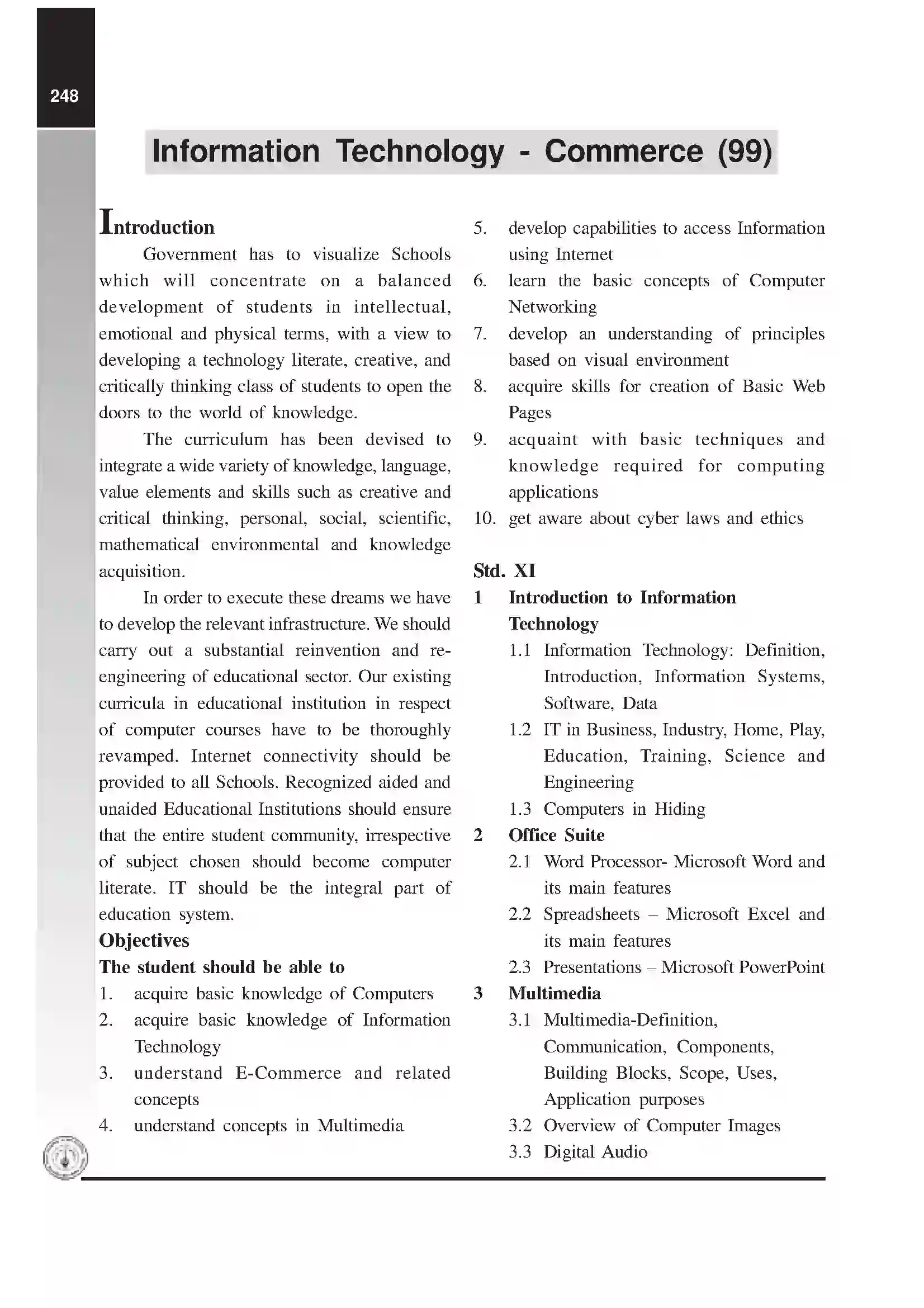 Maharashtra Board Class 12th 2020 I T (Commerce) Syllabus 1