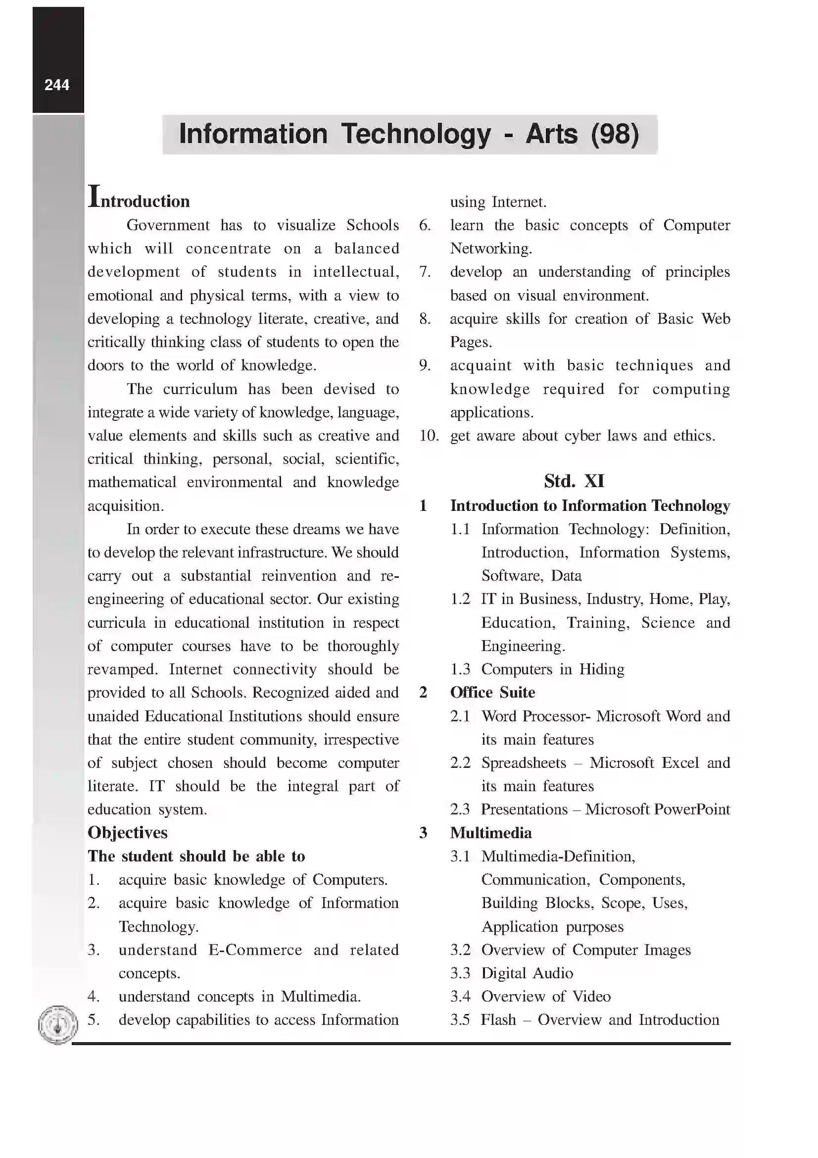 Maharashtra Board Class 12th 2020 IT (Arts) Syllabus 1