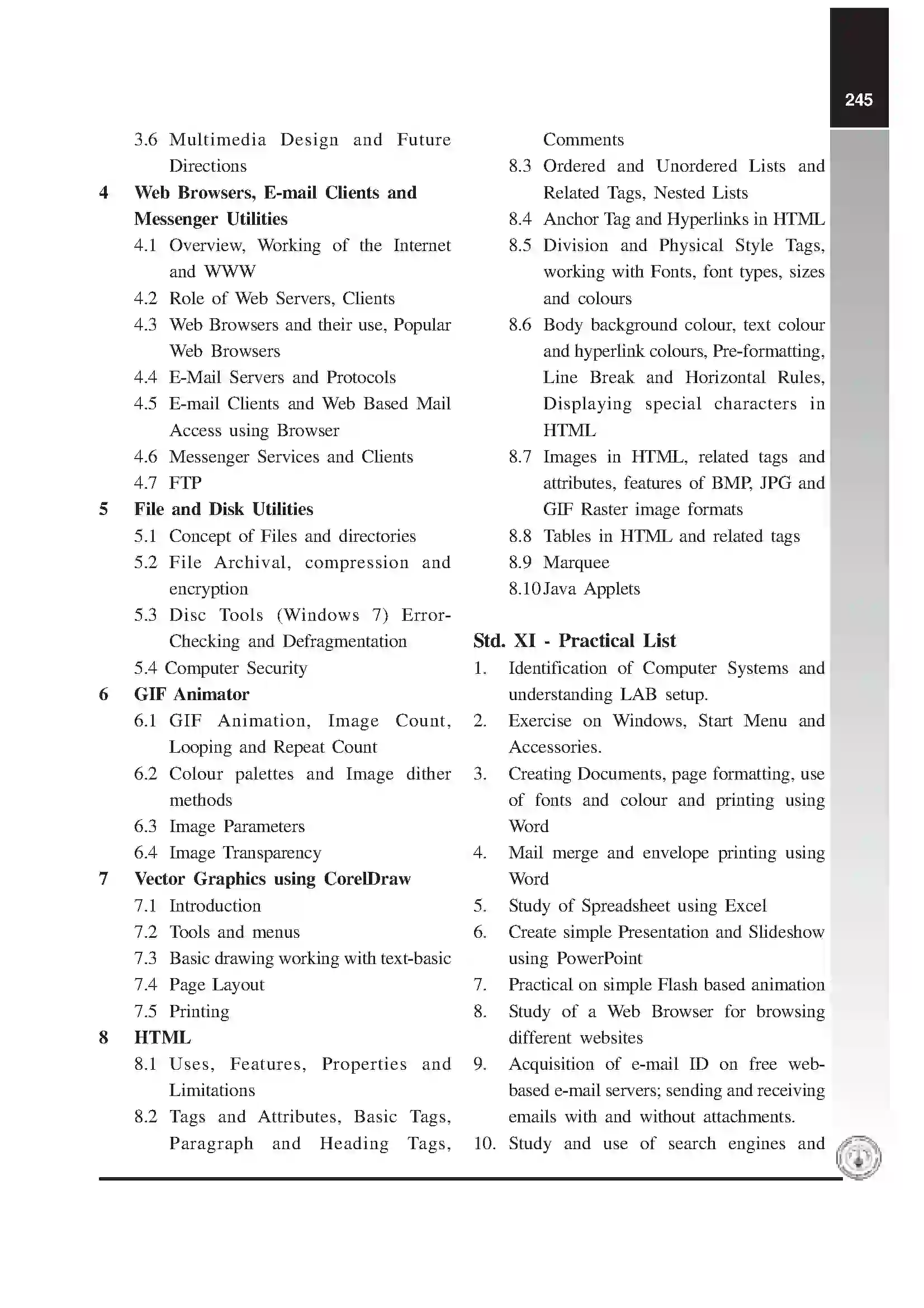 Maharashtra Board Class 12th 2020 IT (Arts) Syllabus 2
