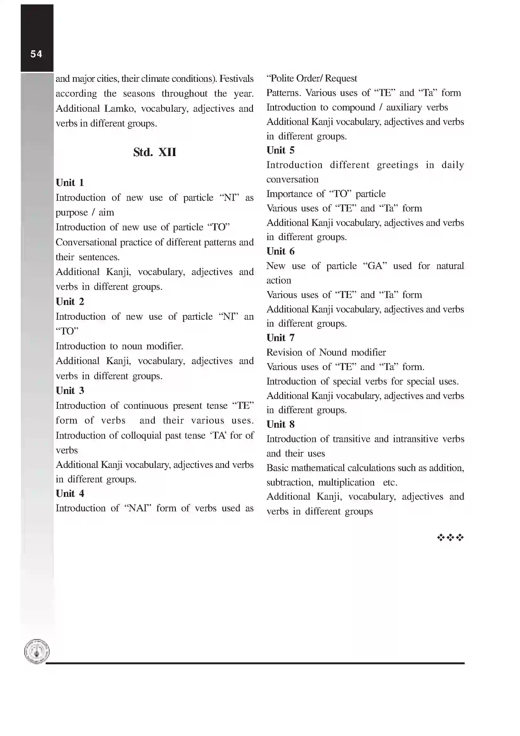 Maharashtra Board Class 12th 2020 Japanese Syllabus 5