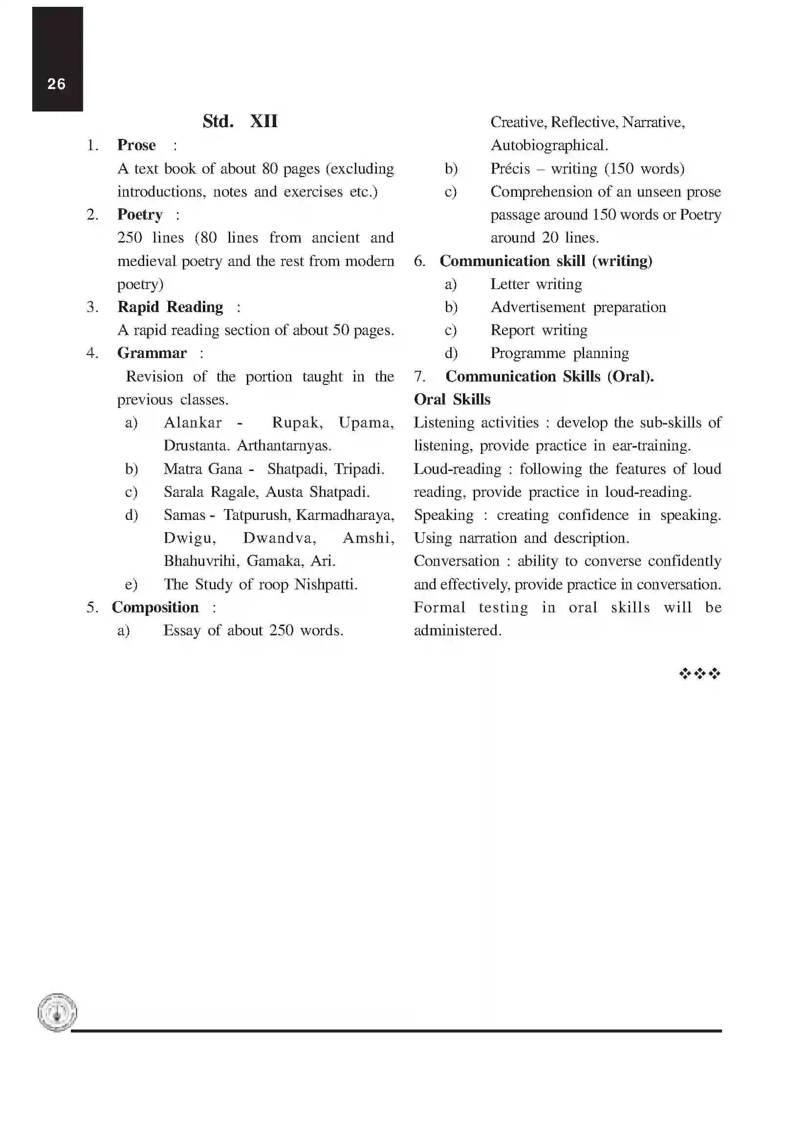Maharashtra Board Class 12th 2020 Kannada Syllabus 2