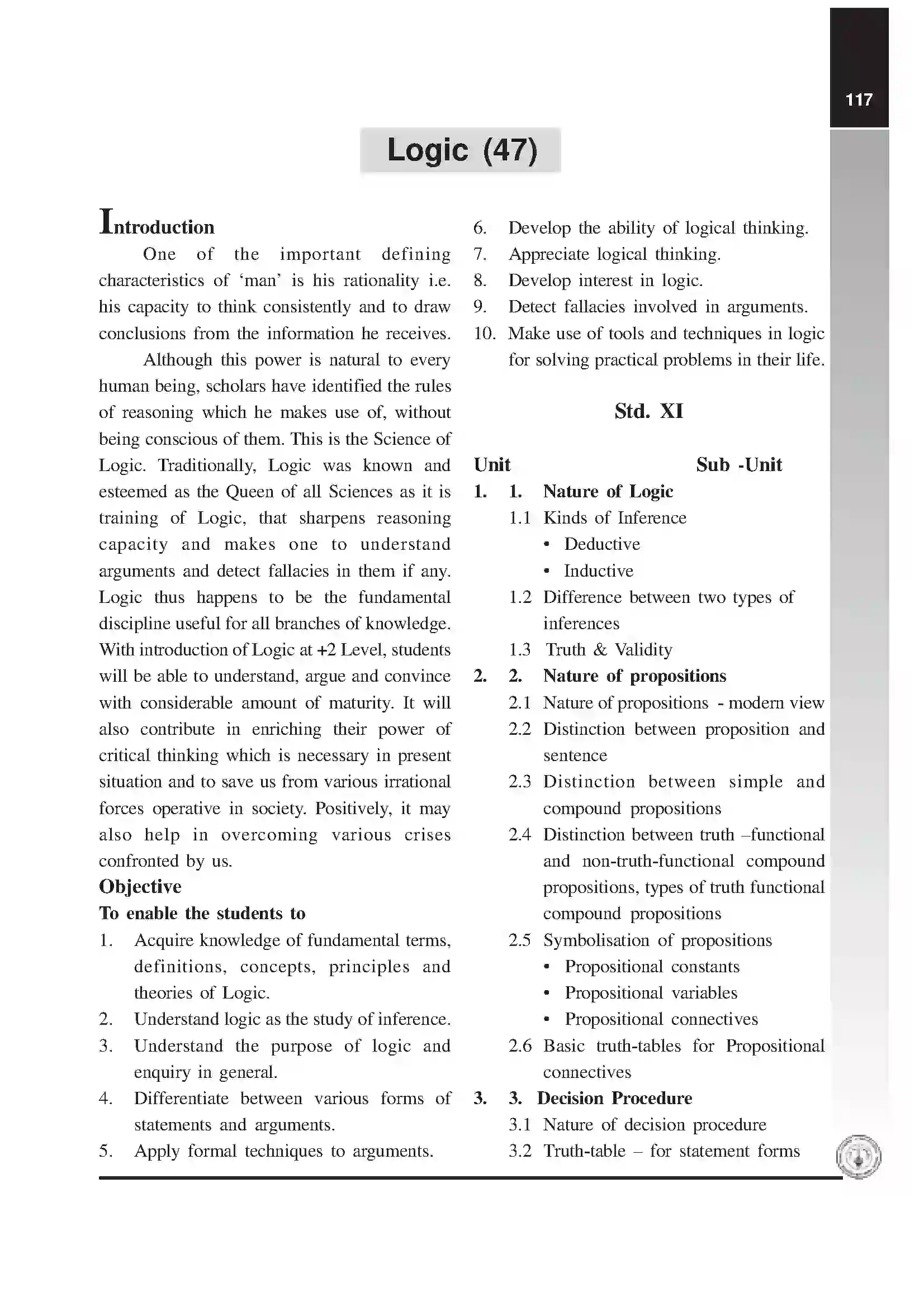 Maharashtra Board Class 12th 2020 Logic Syllabus 1
